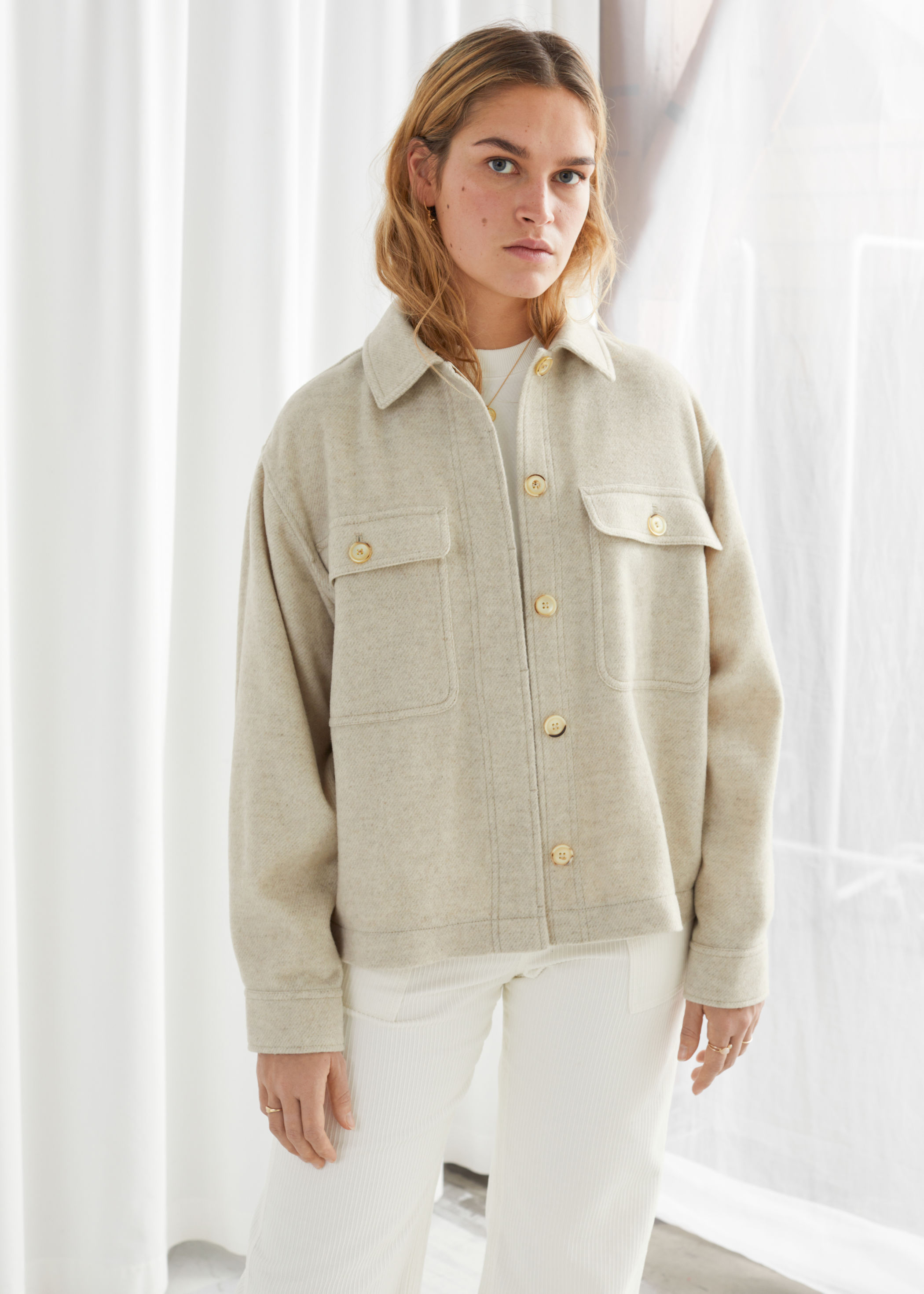 Oversized Wool Blend Workwear Shirt 