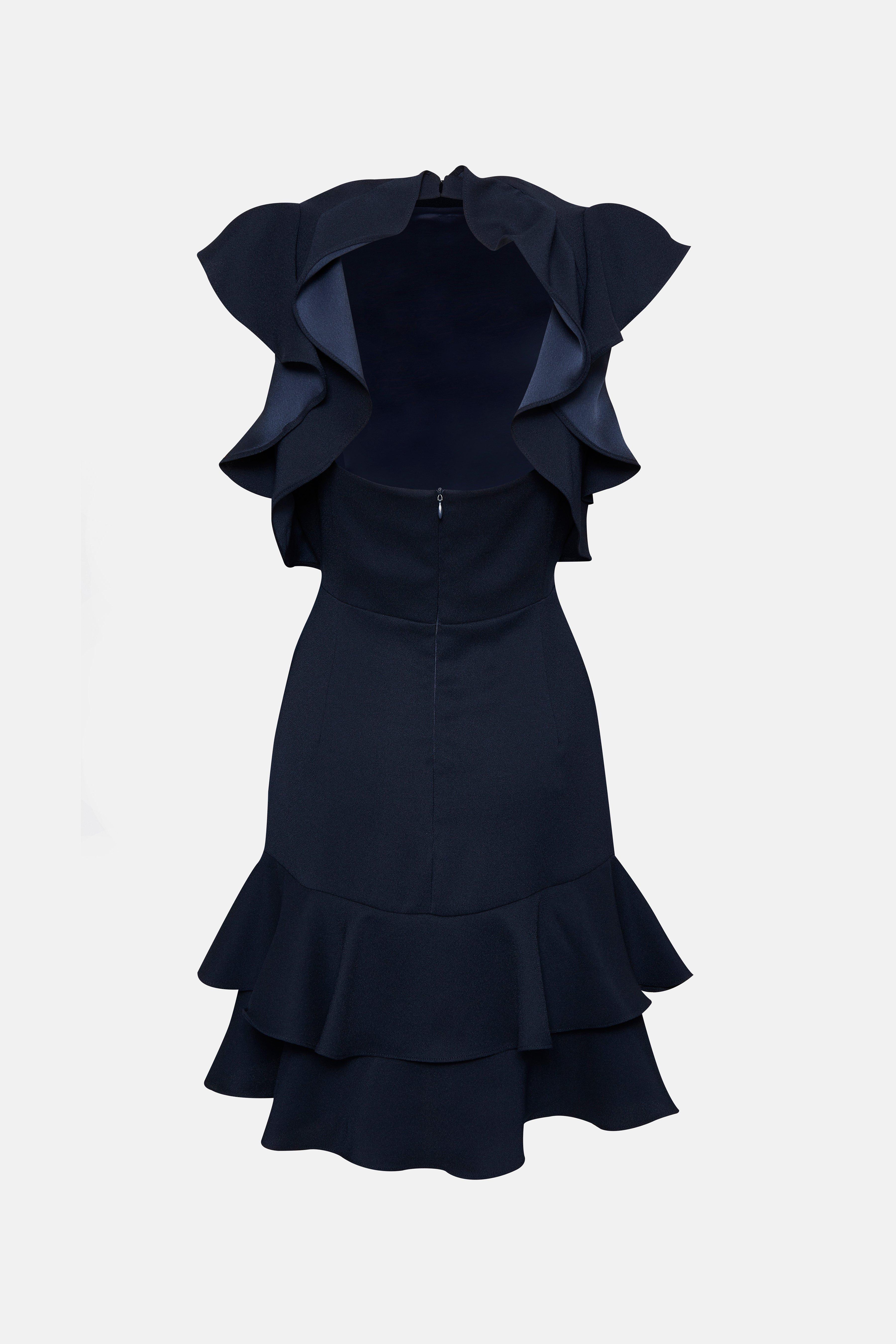 karen millen blue ruffle dress