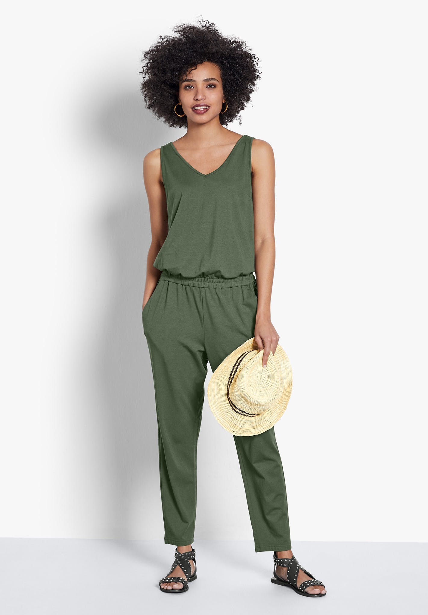 cropped jersey jumpsuit