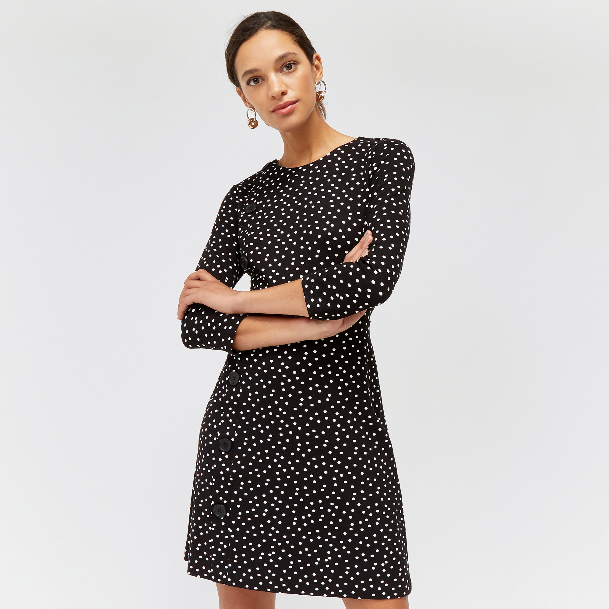 warehouse polka dot mini flippy dress