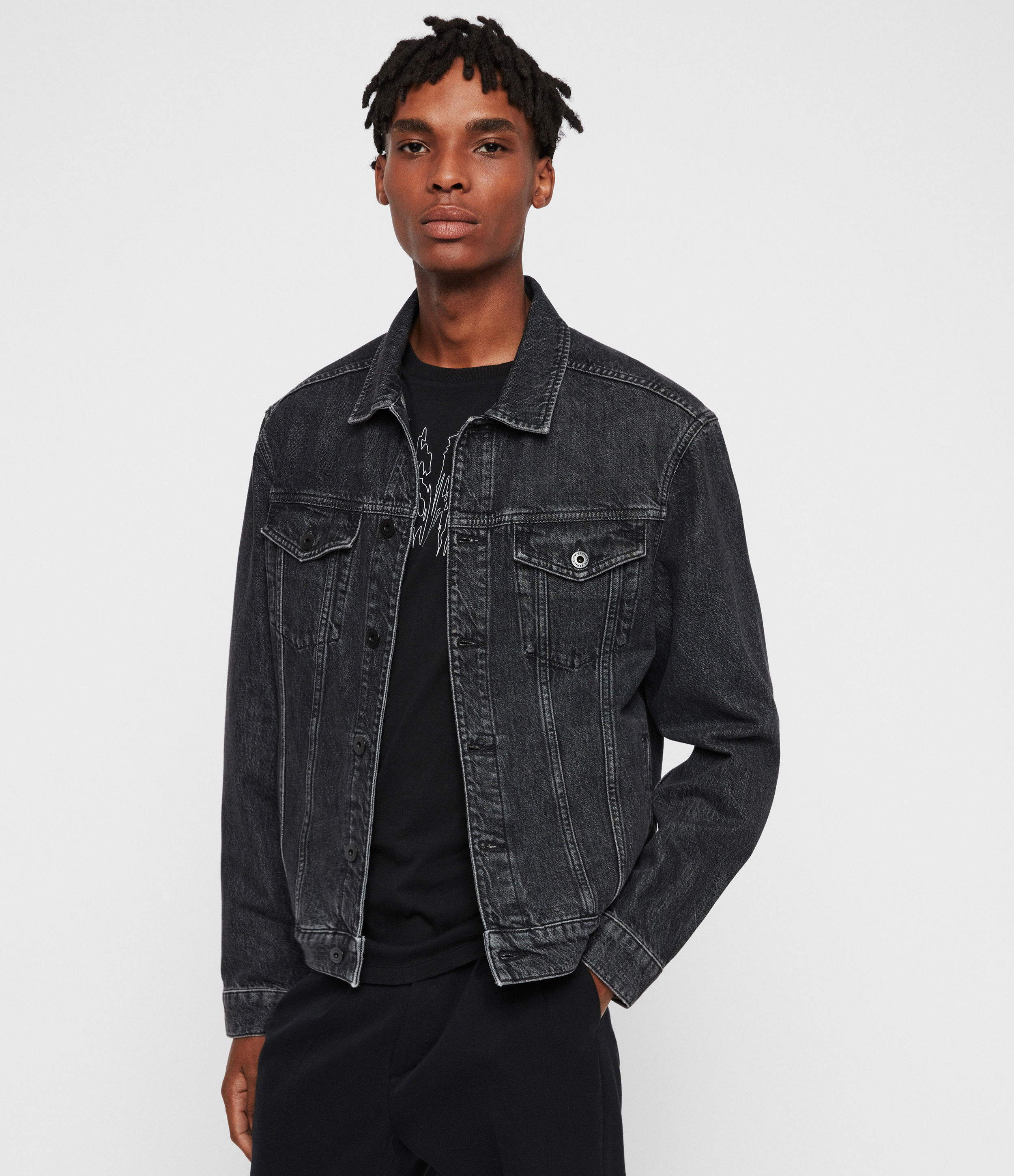 black and grey denim jacket