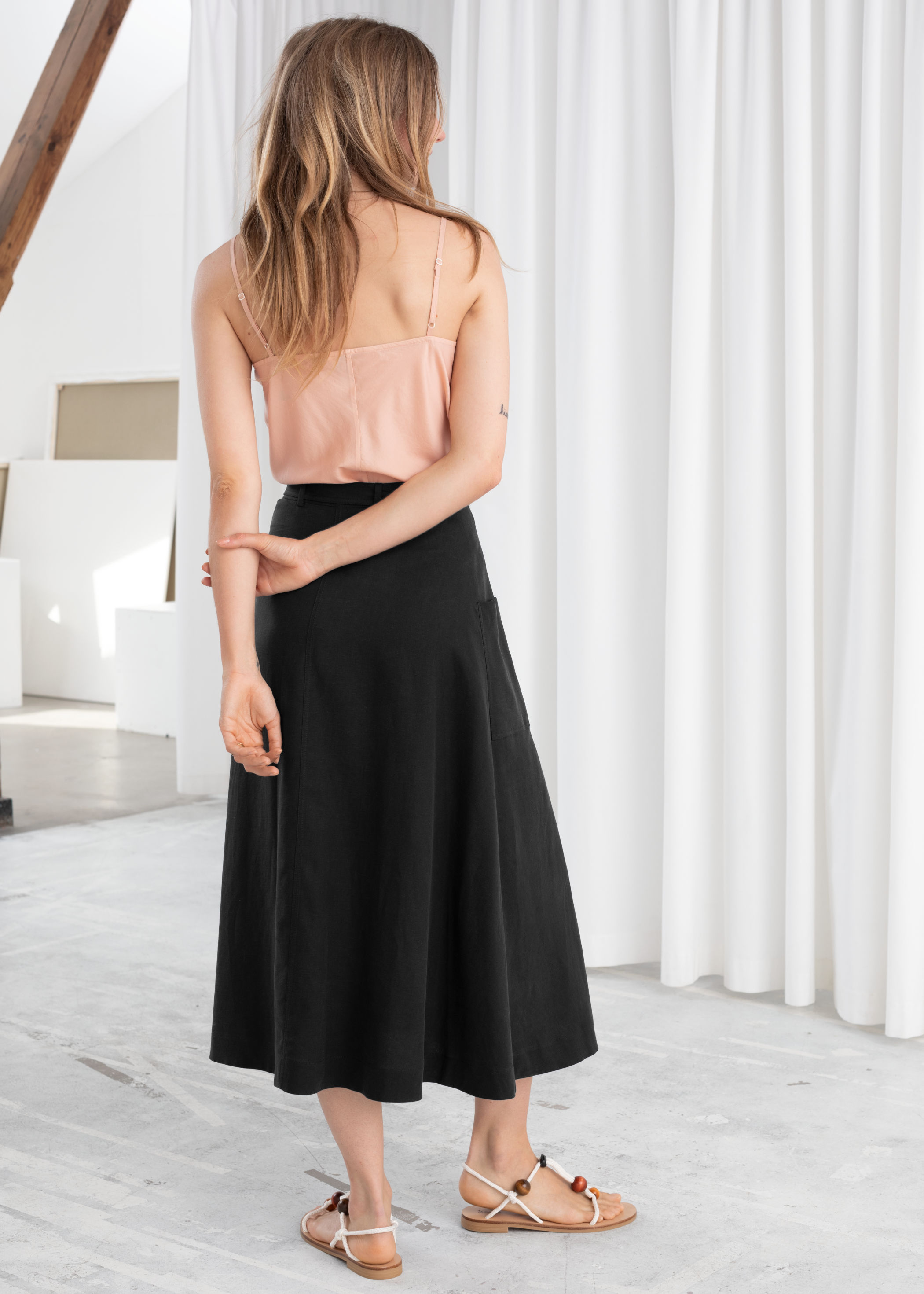 linen midi skirt uk