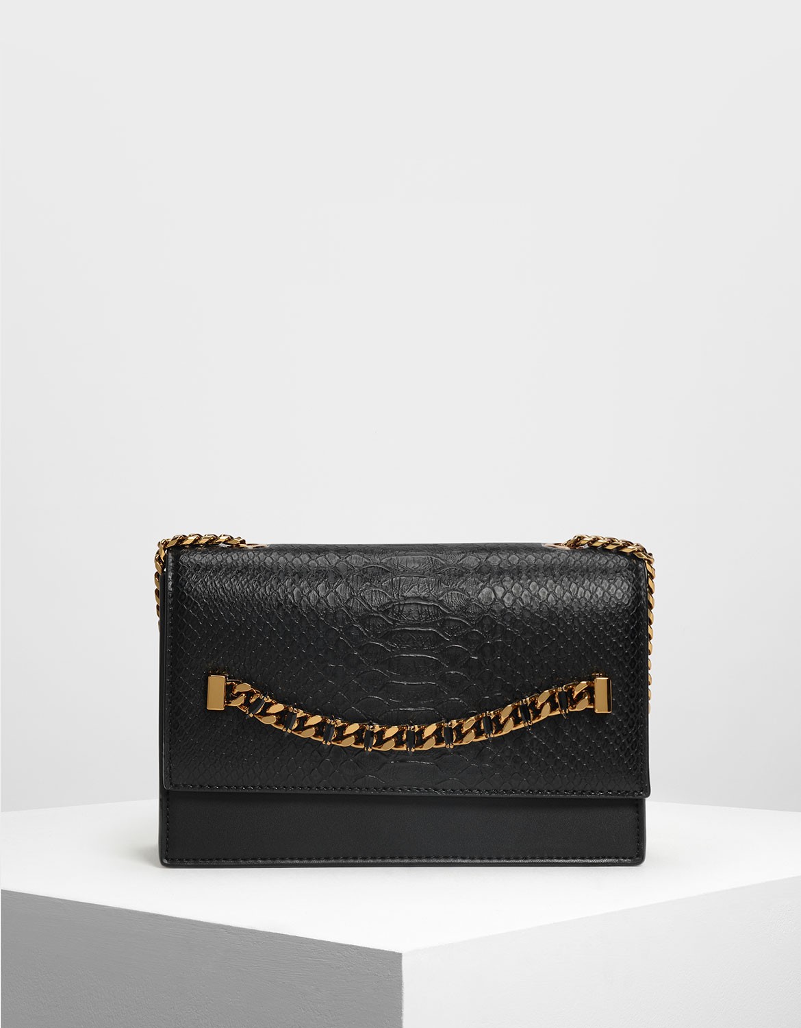 charles & keith chain detail front flap bag