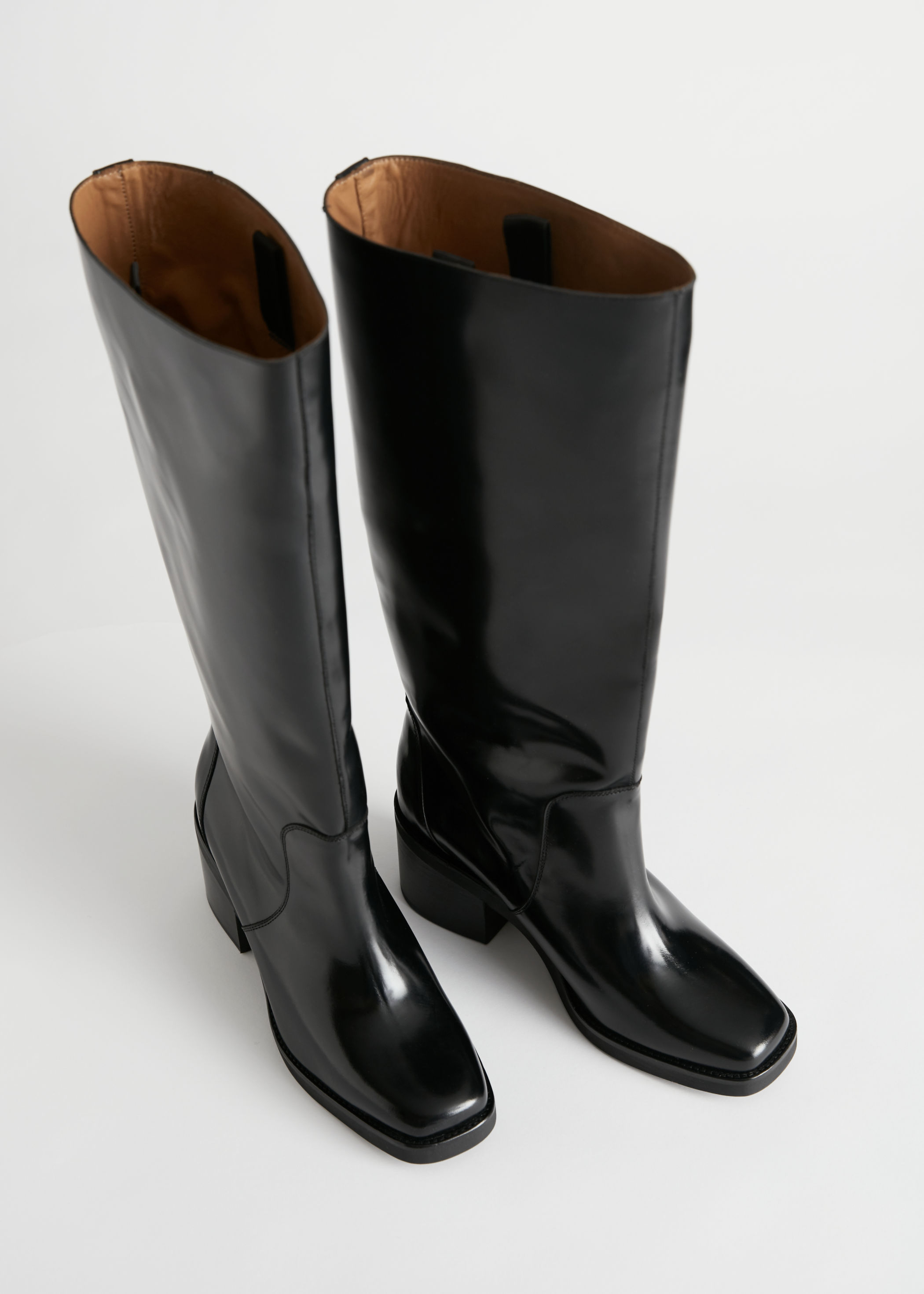 square toe knee high boots