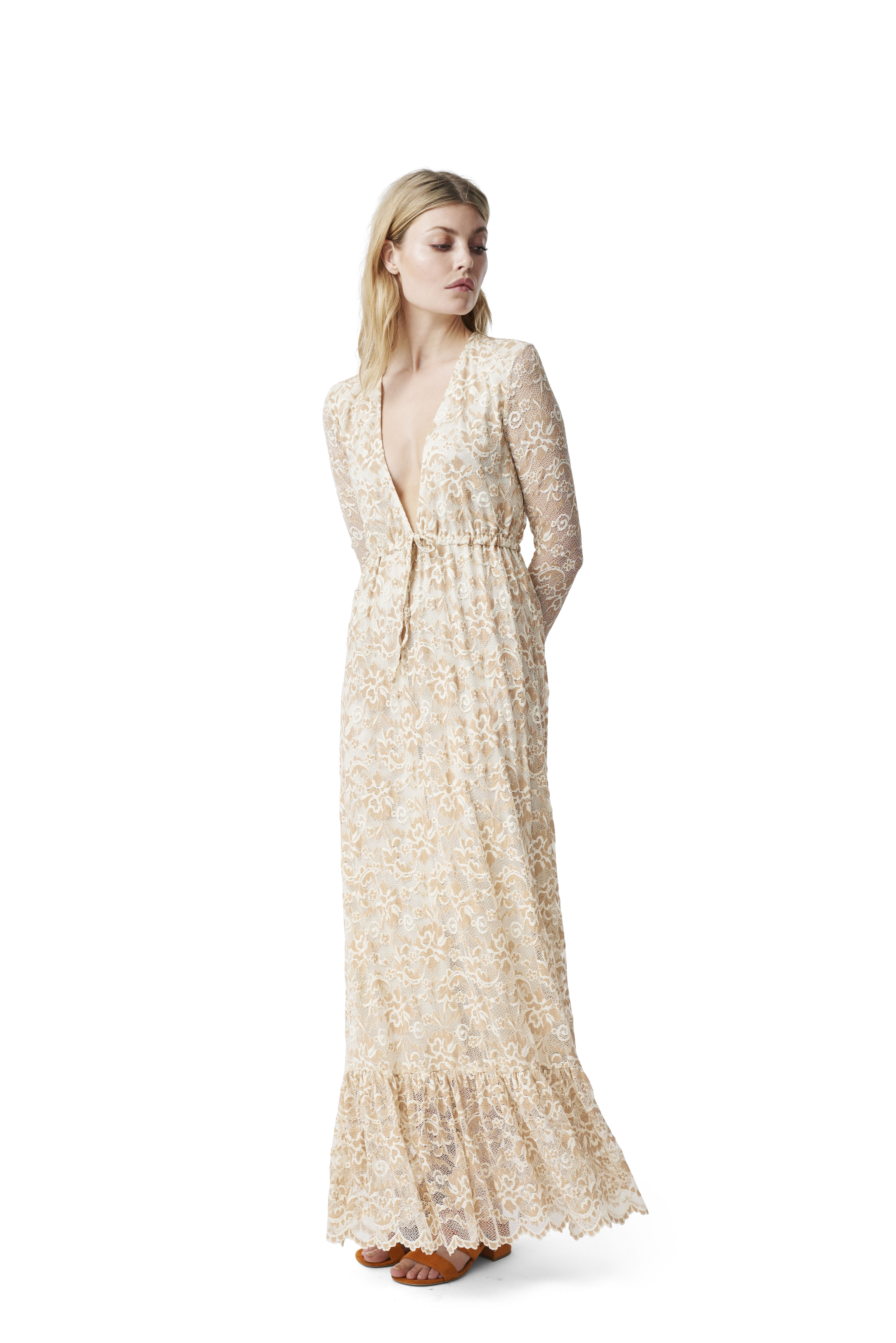 ganni flynn lace maxi dress