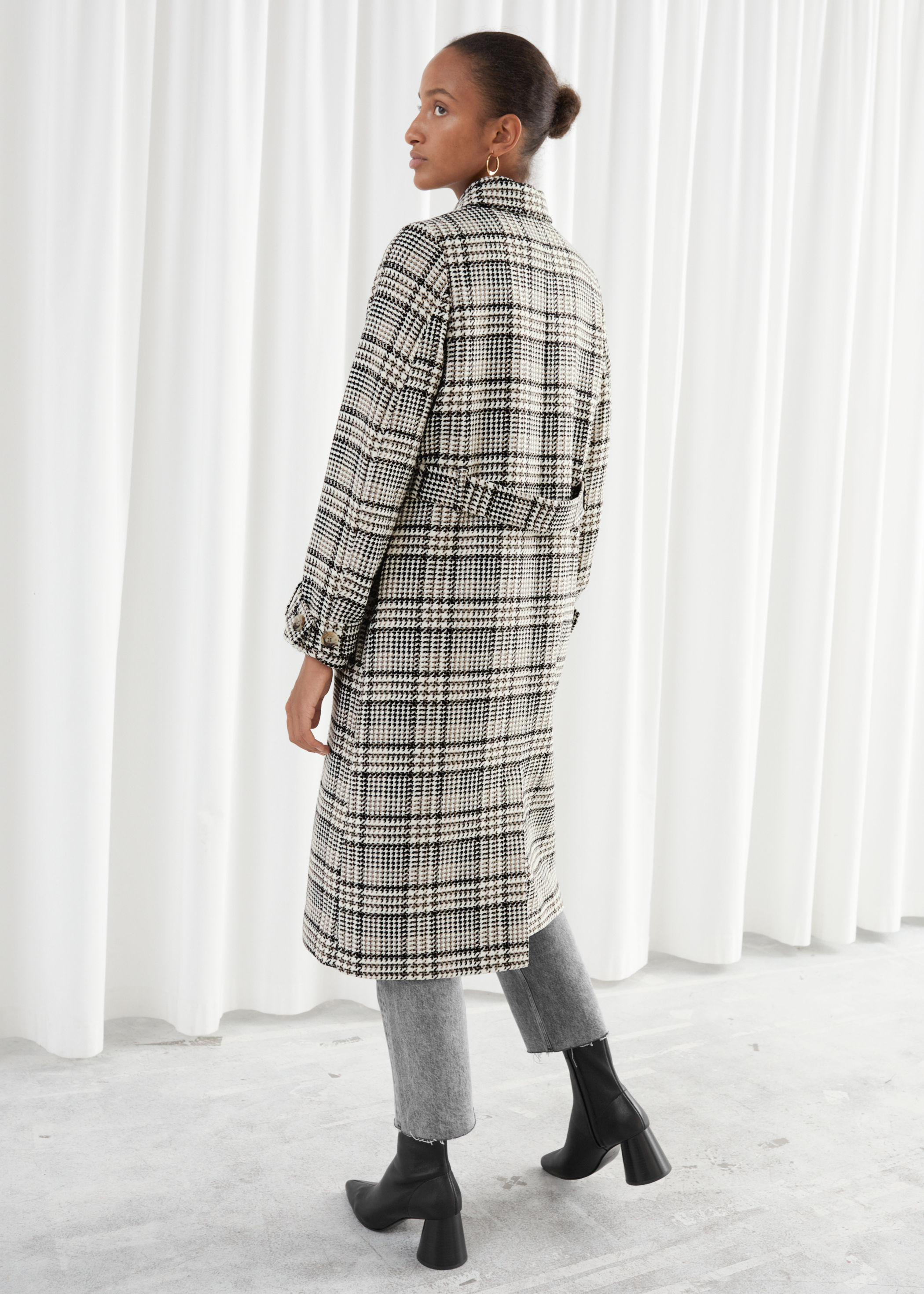 plaid long coat