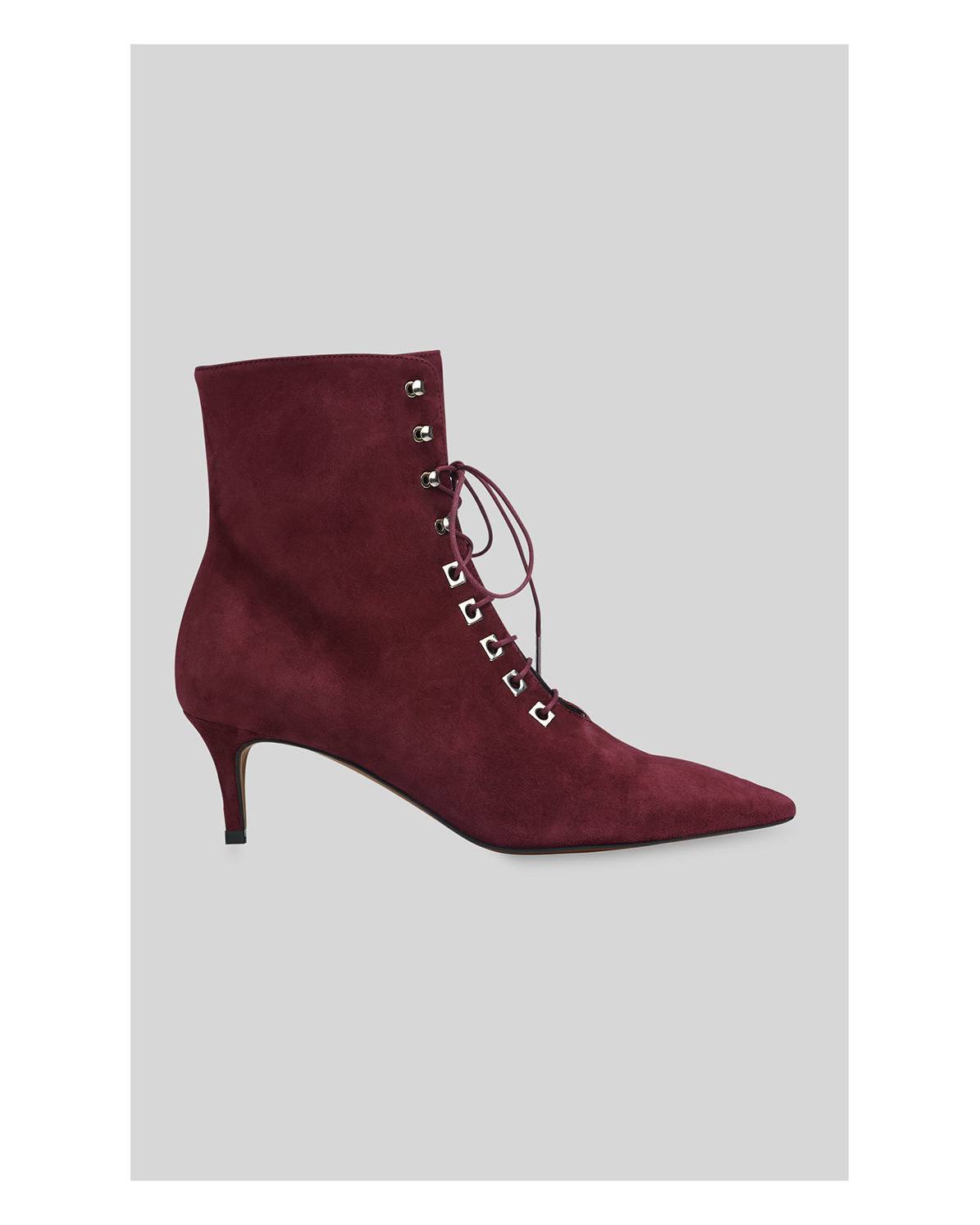 red kitten heel boots