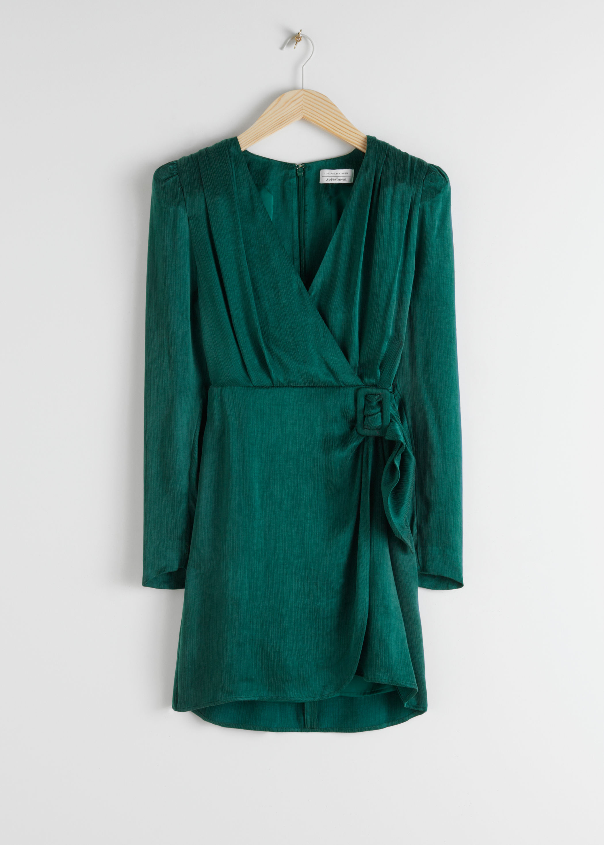 & other stories green wrap dress