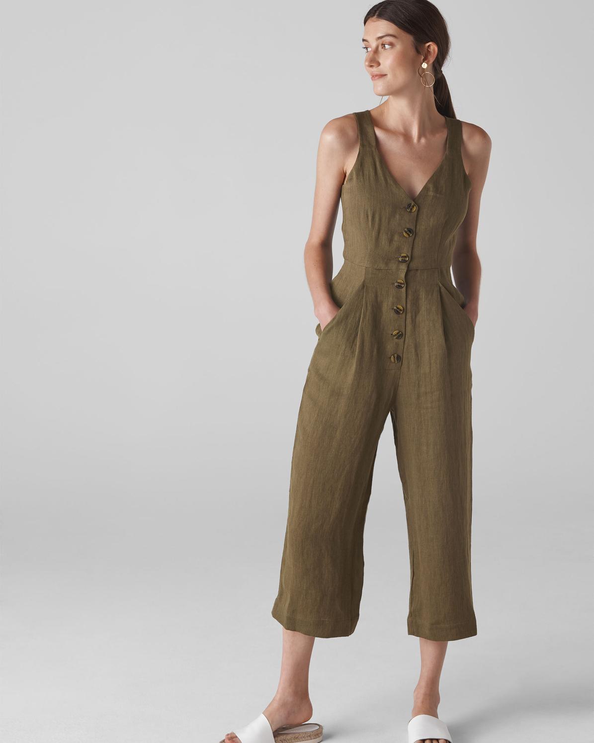 linen button jumpsuit