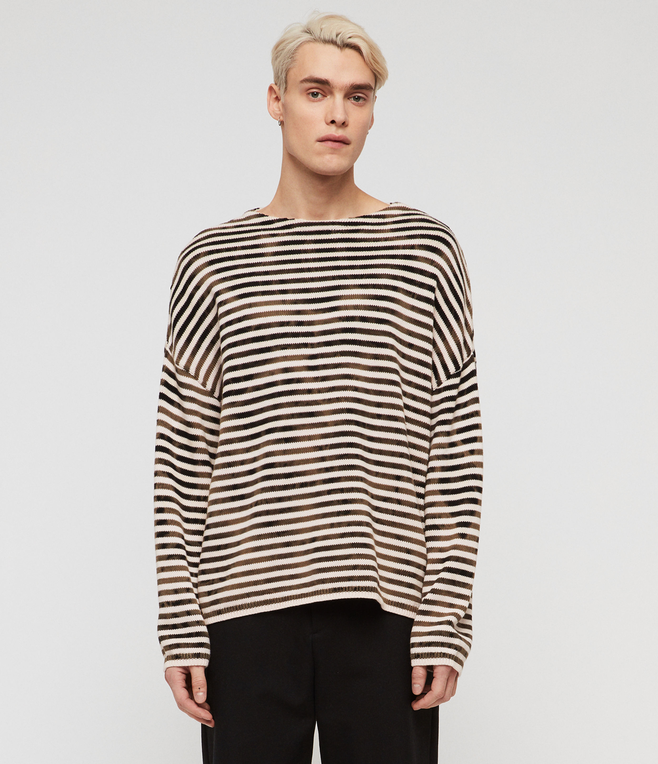 all saints striped sweatshirt