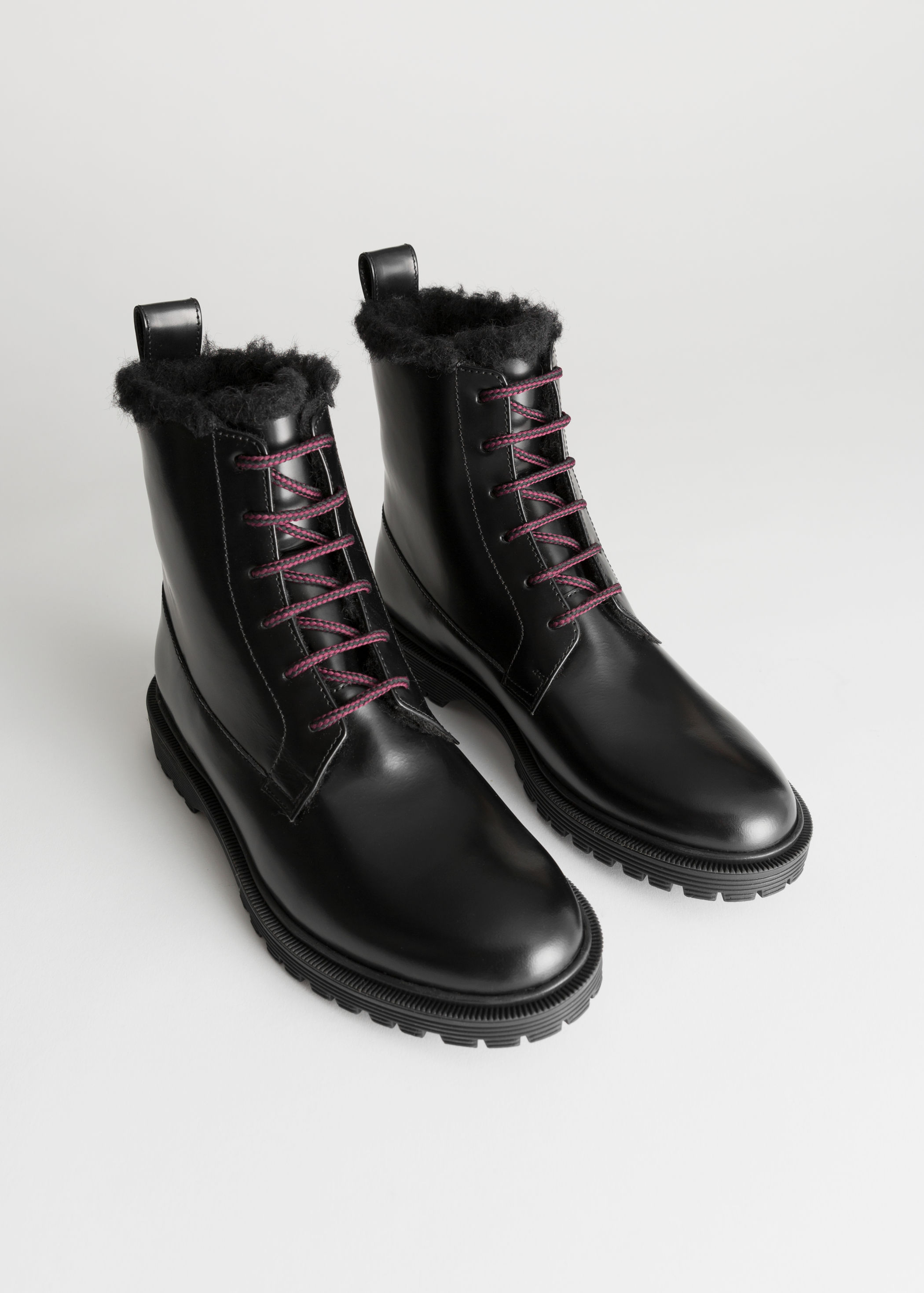 black lace up snow boots