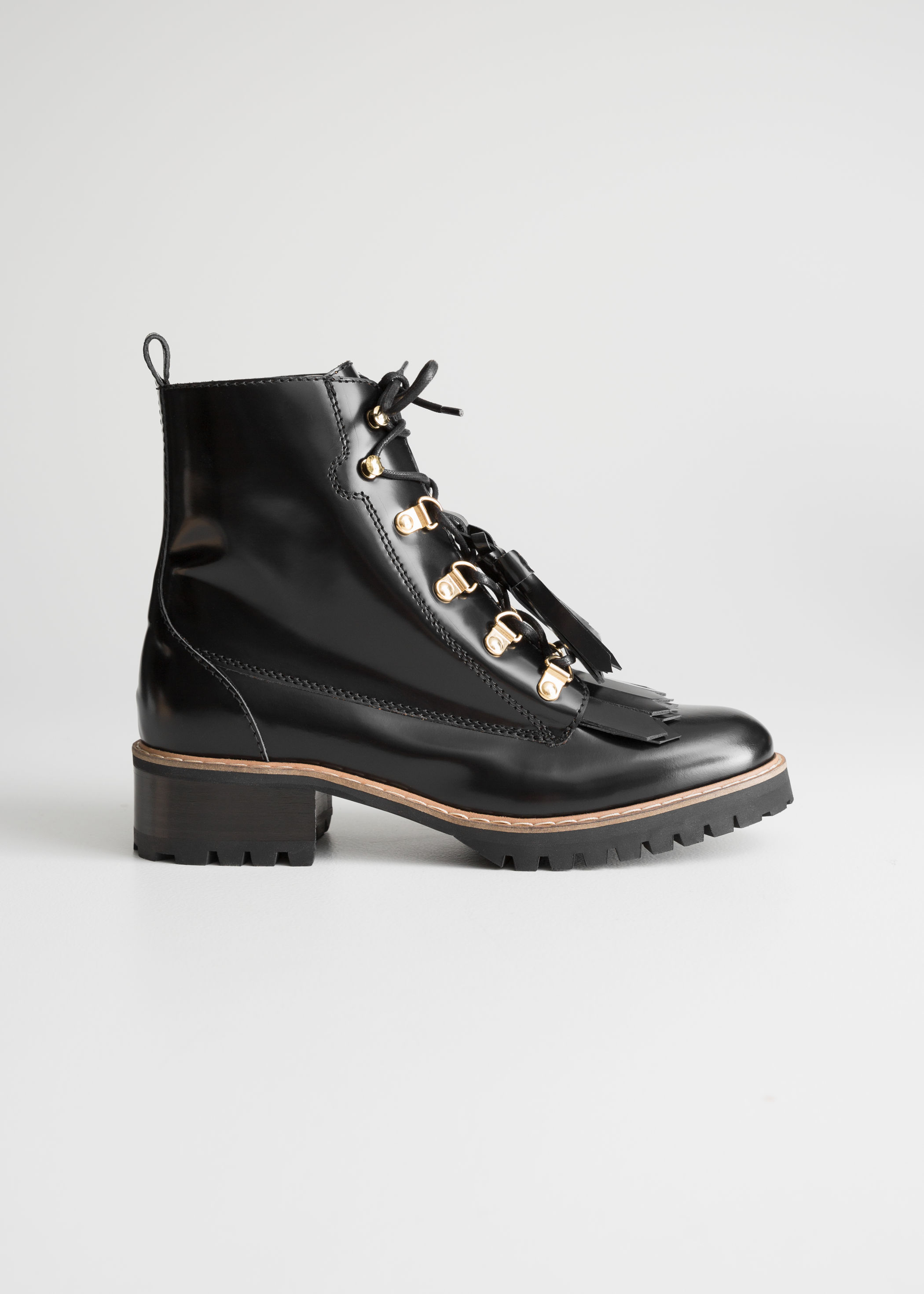 other stories tassel lace up boots