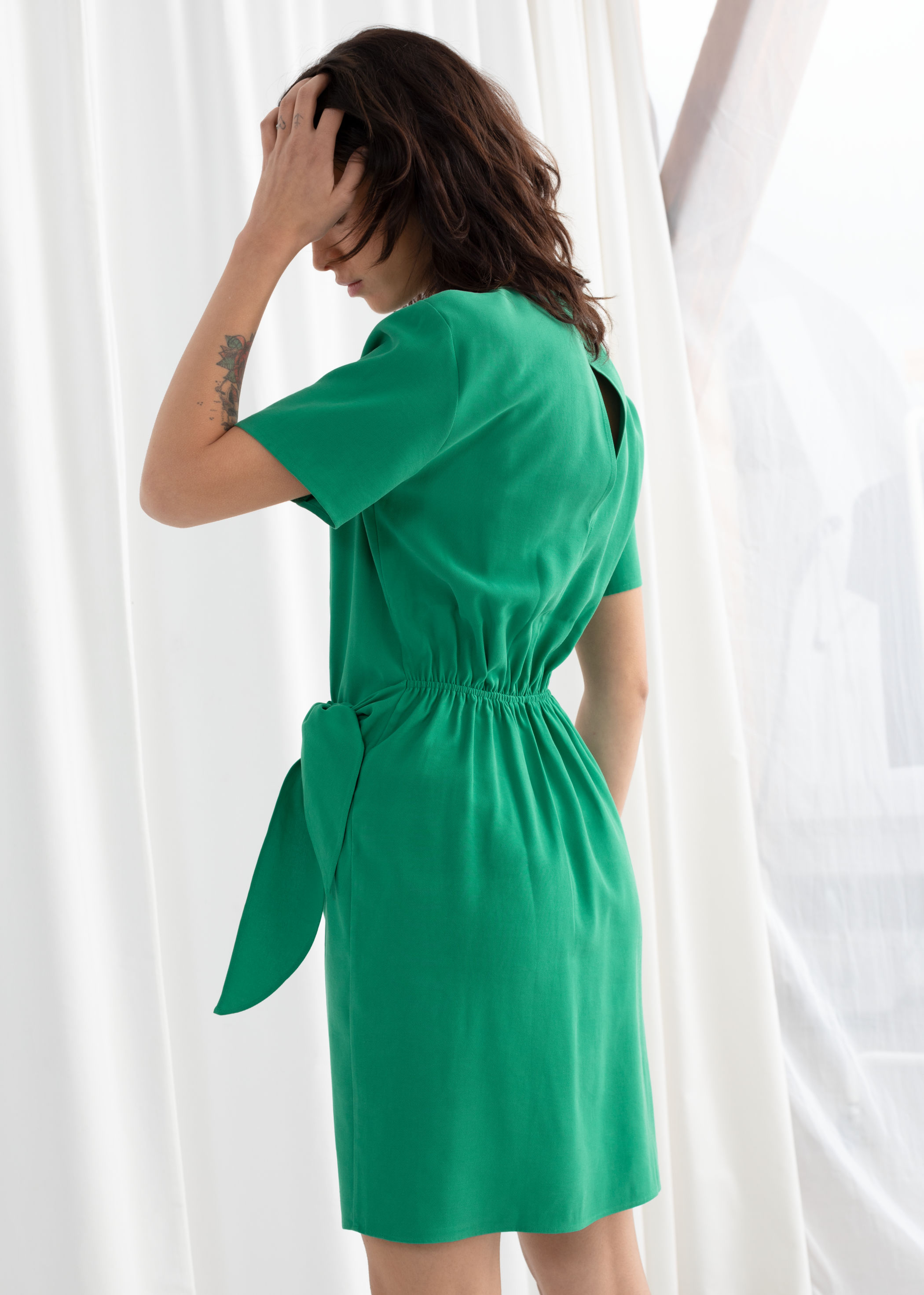 tie up mini wrap dress