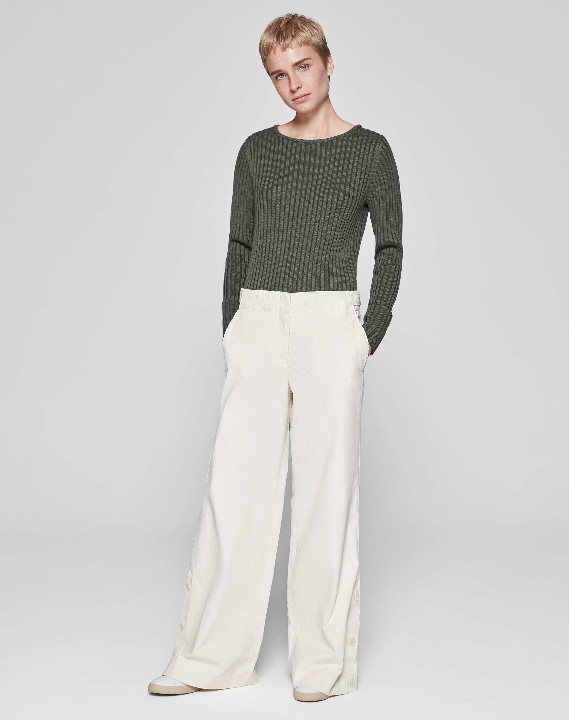 cord wide leg trousers