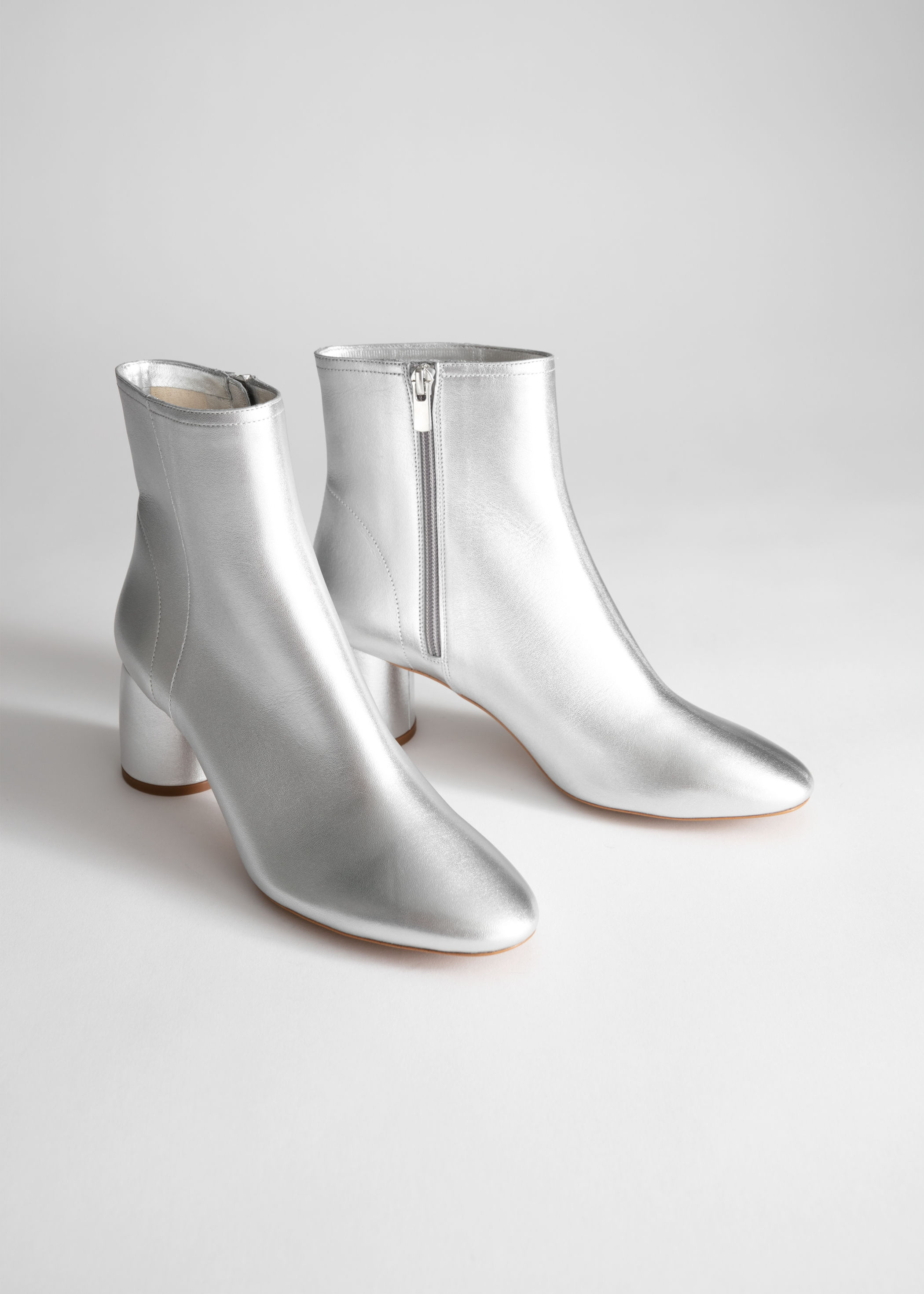 silver boot shoes