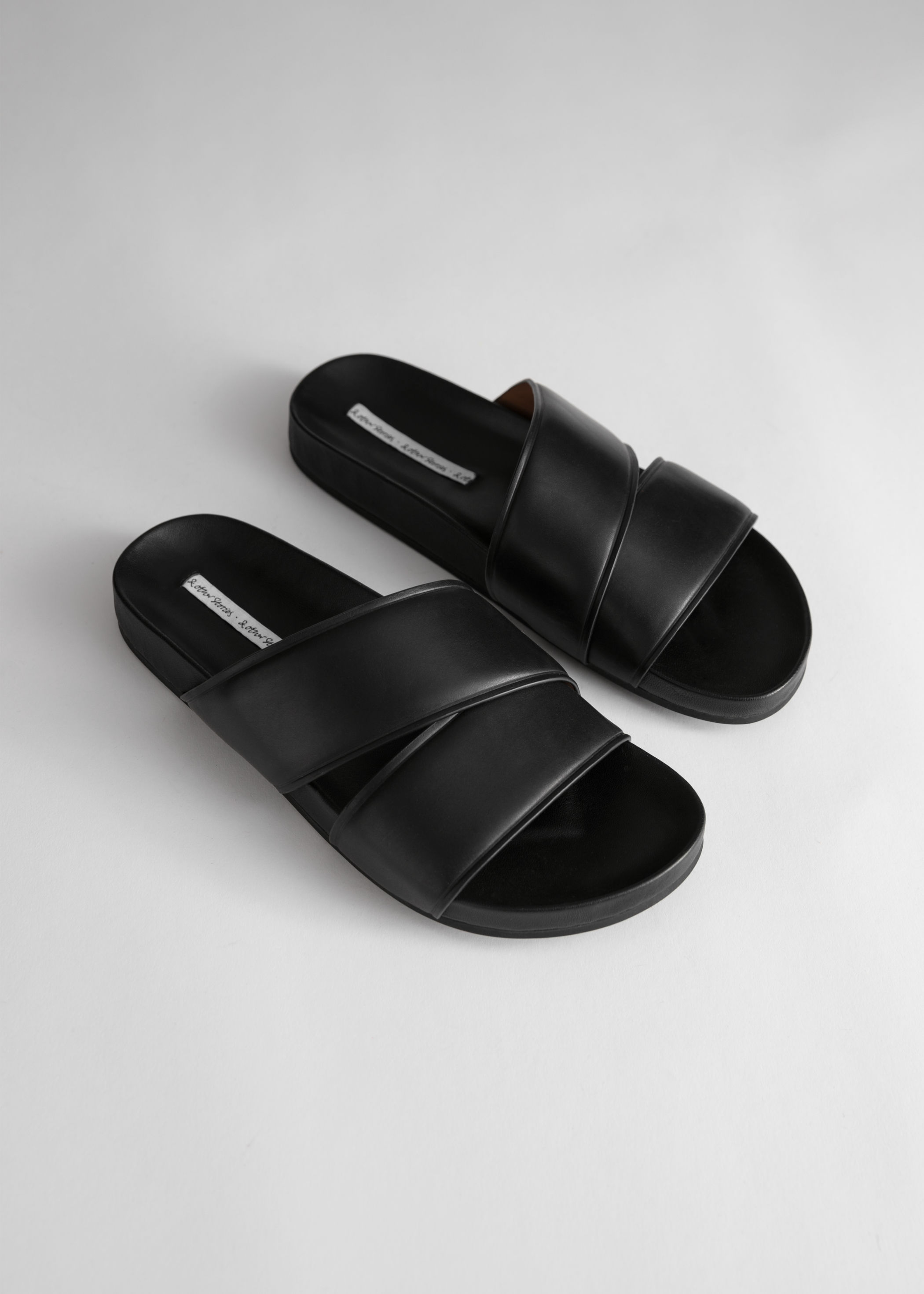 leather slip on sandals