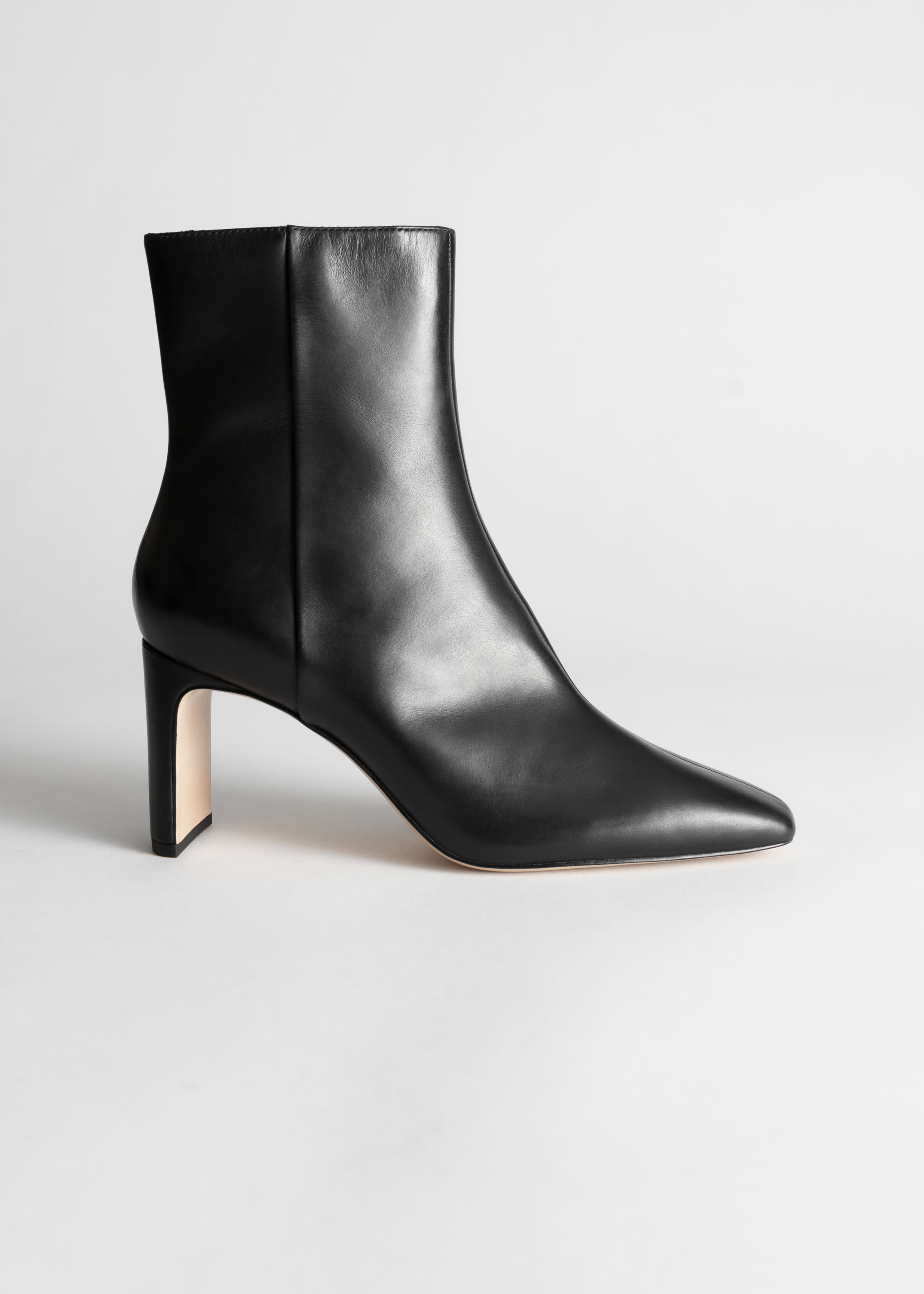 square toe leather ankle boots