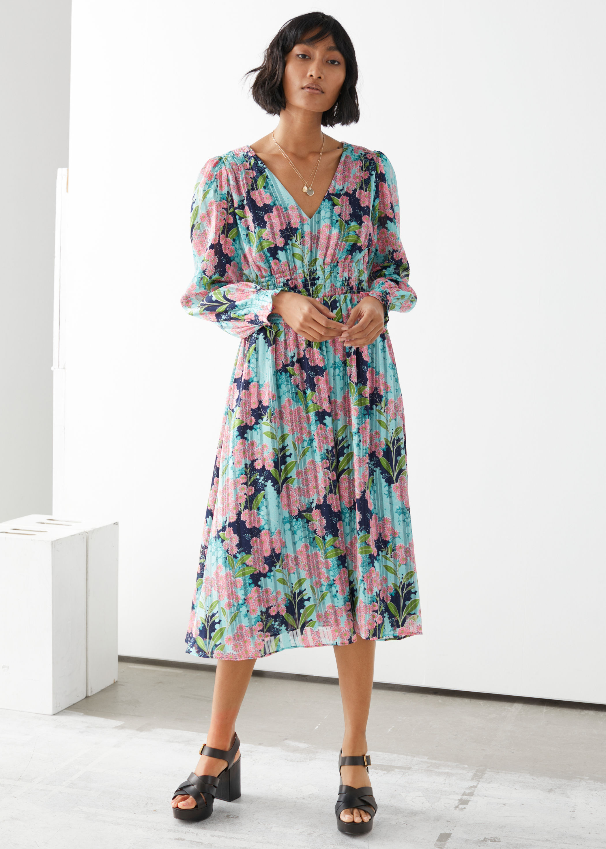 pleated smock dress