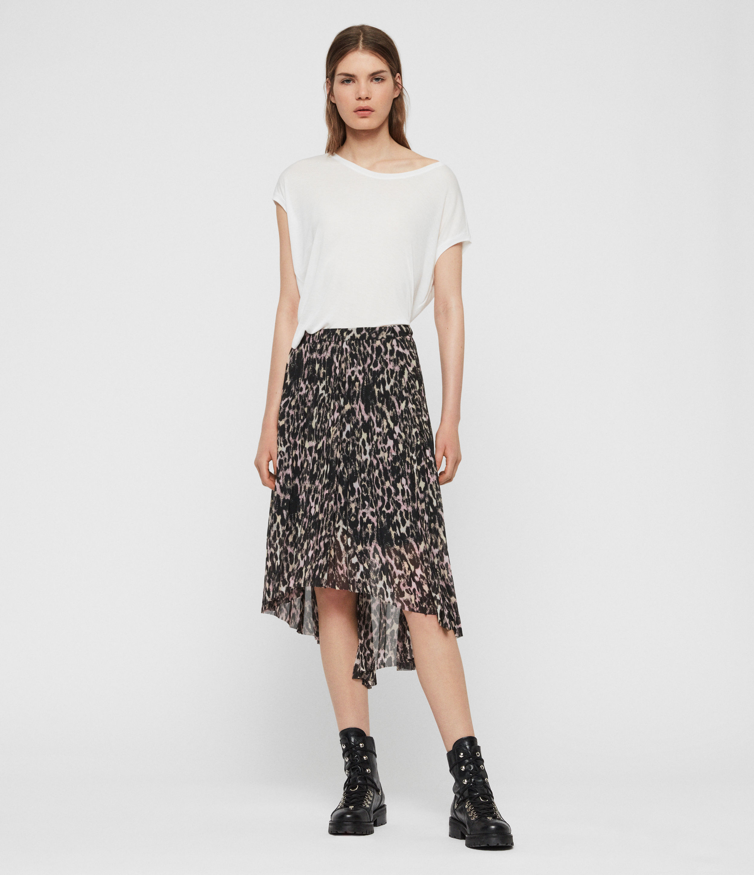 all saints leopard print skirt
