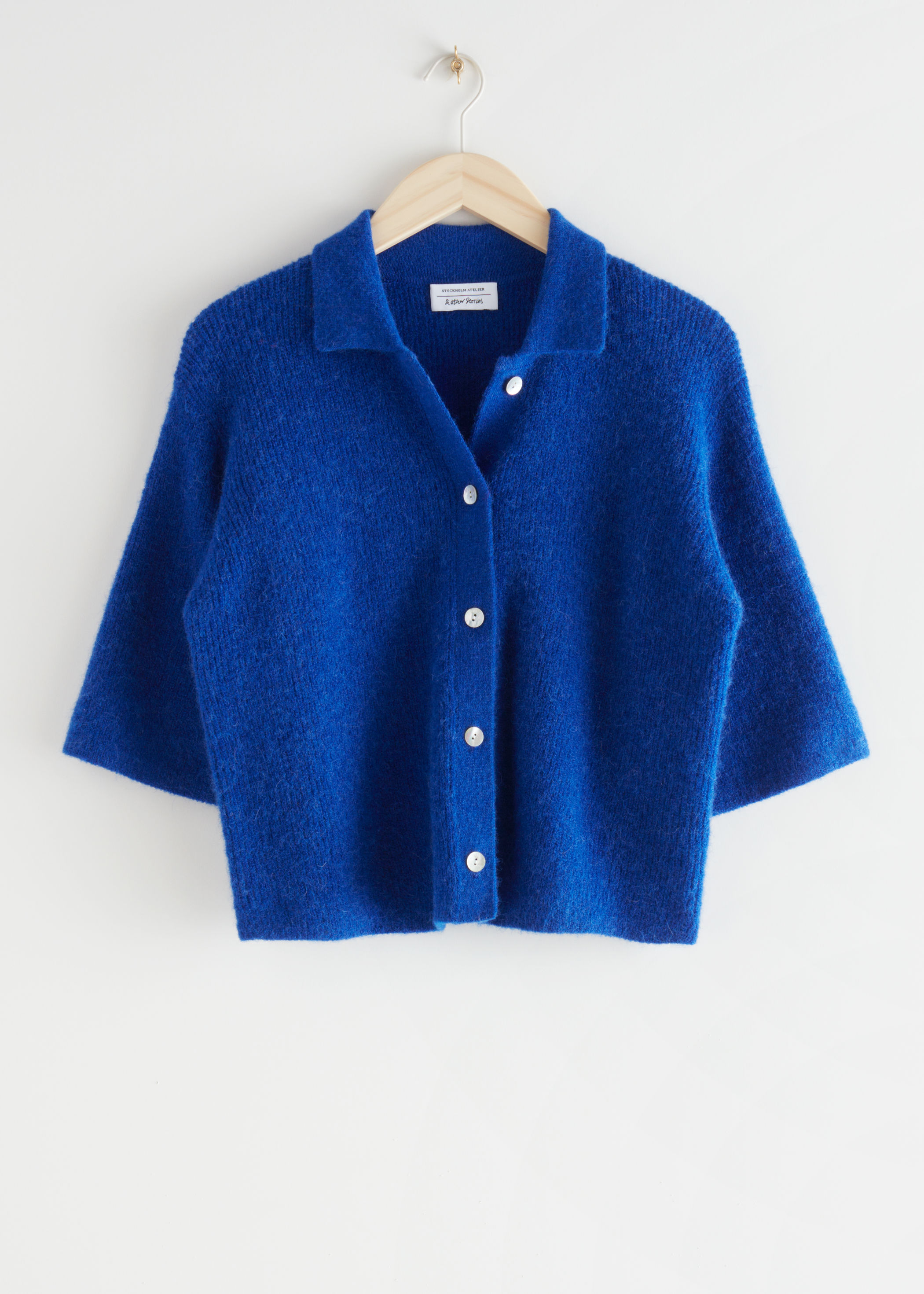 cropped wool alpaca blend cardigan