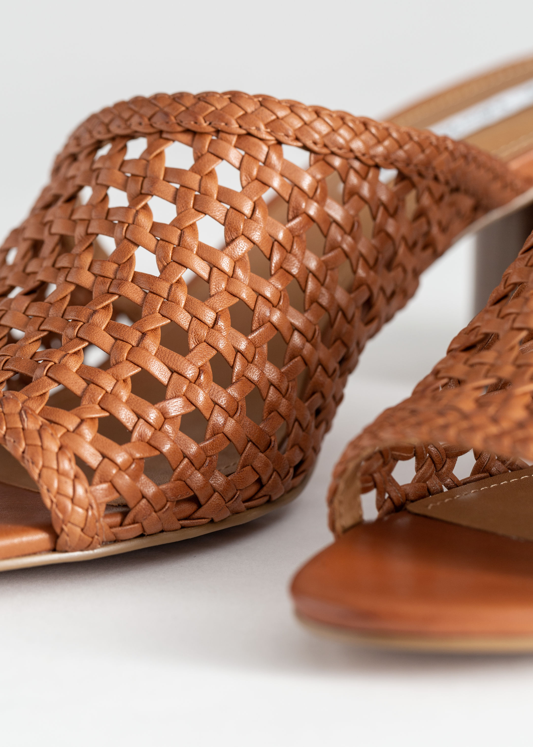 woven leather heeled sandals