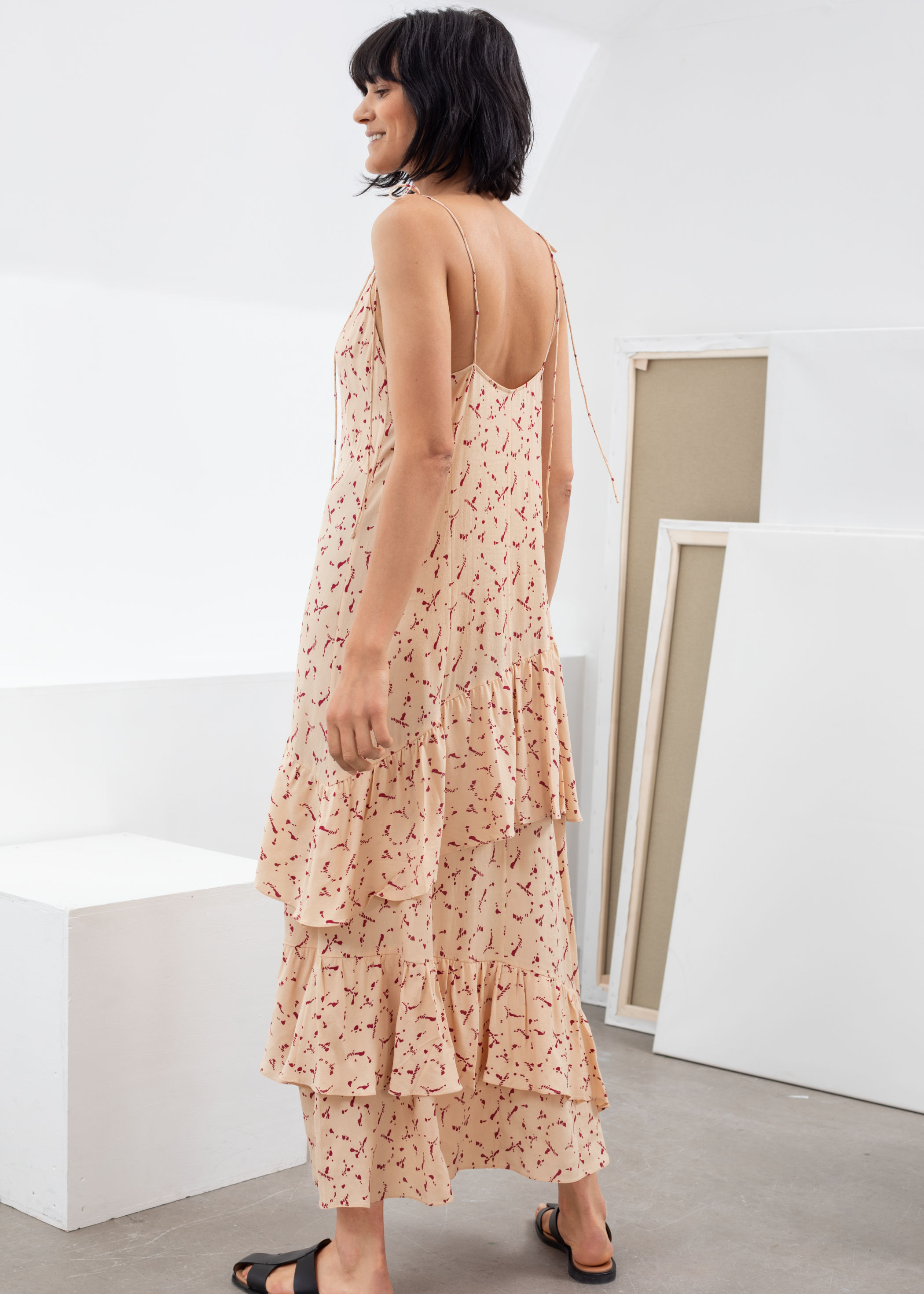 shoulder tie maxi dress