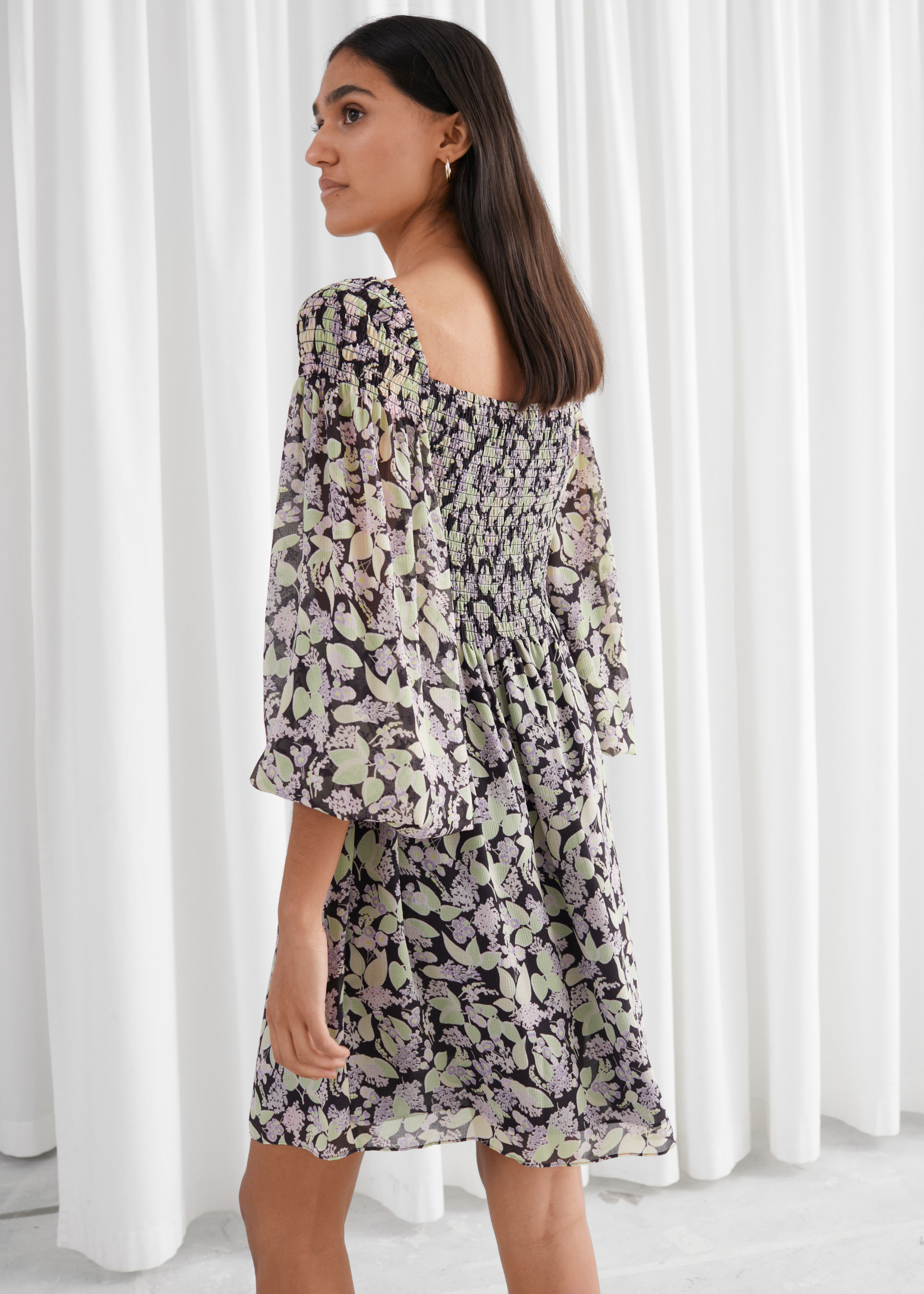 Voluminous Floral Smocked Dress | Endource