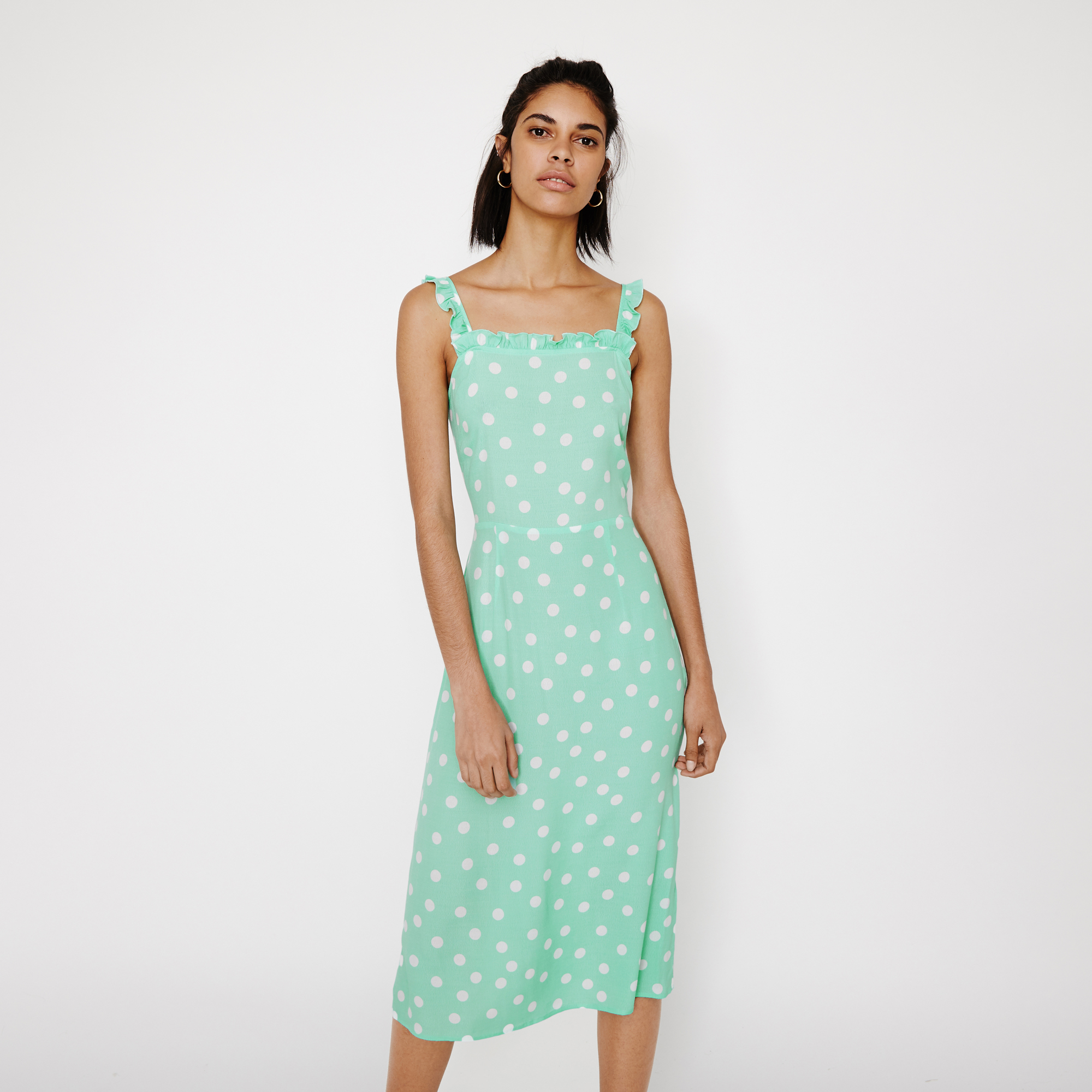 warehouse green spot dress