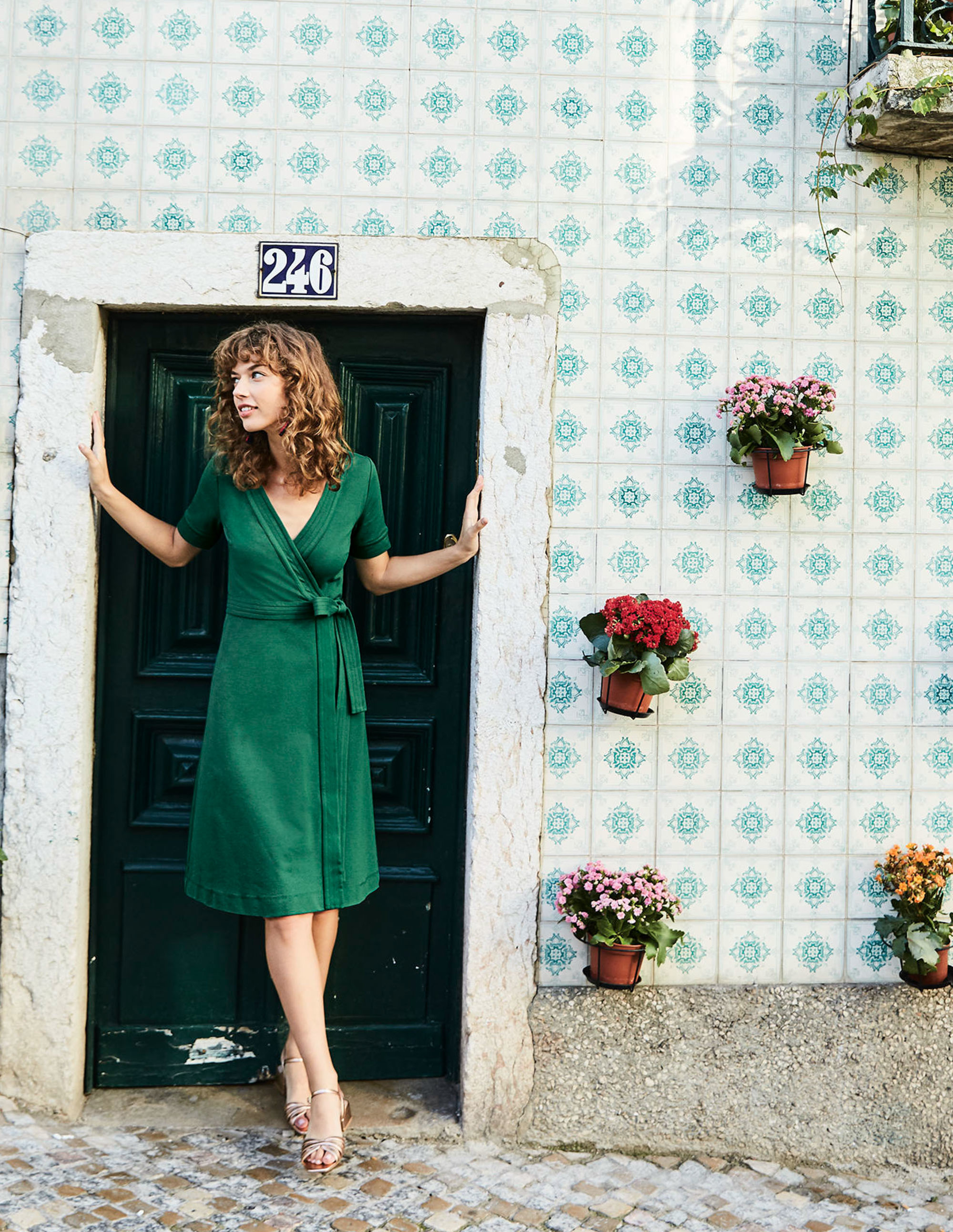 boden green wrap dress