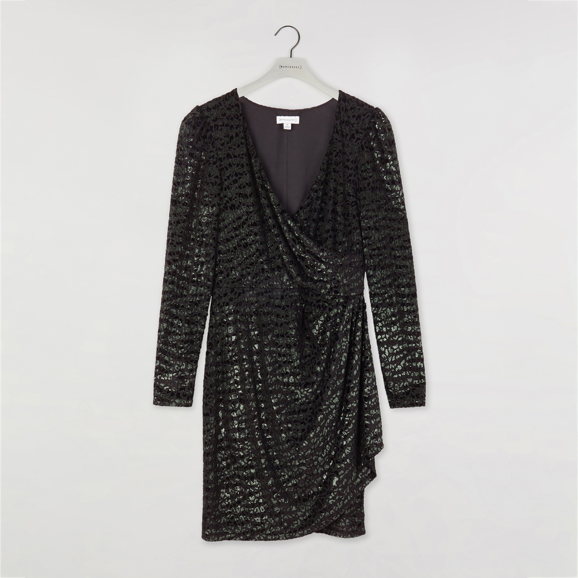 warehouse animal print wrap dress