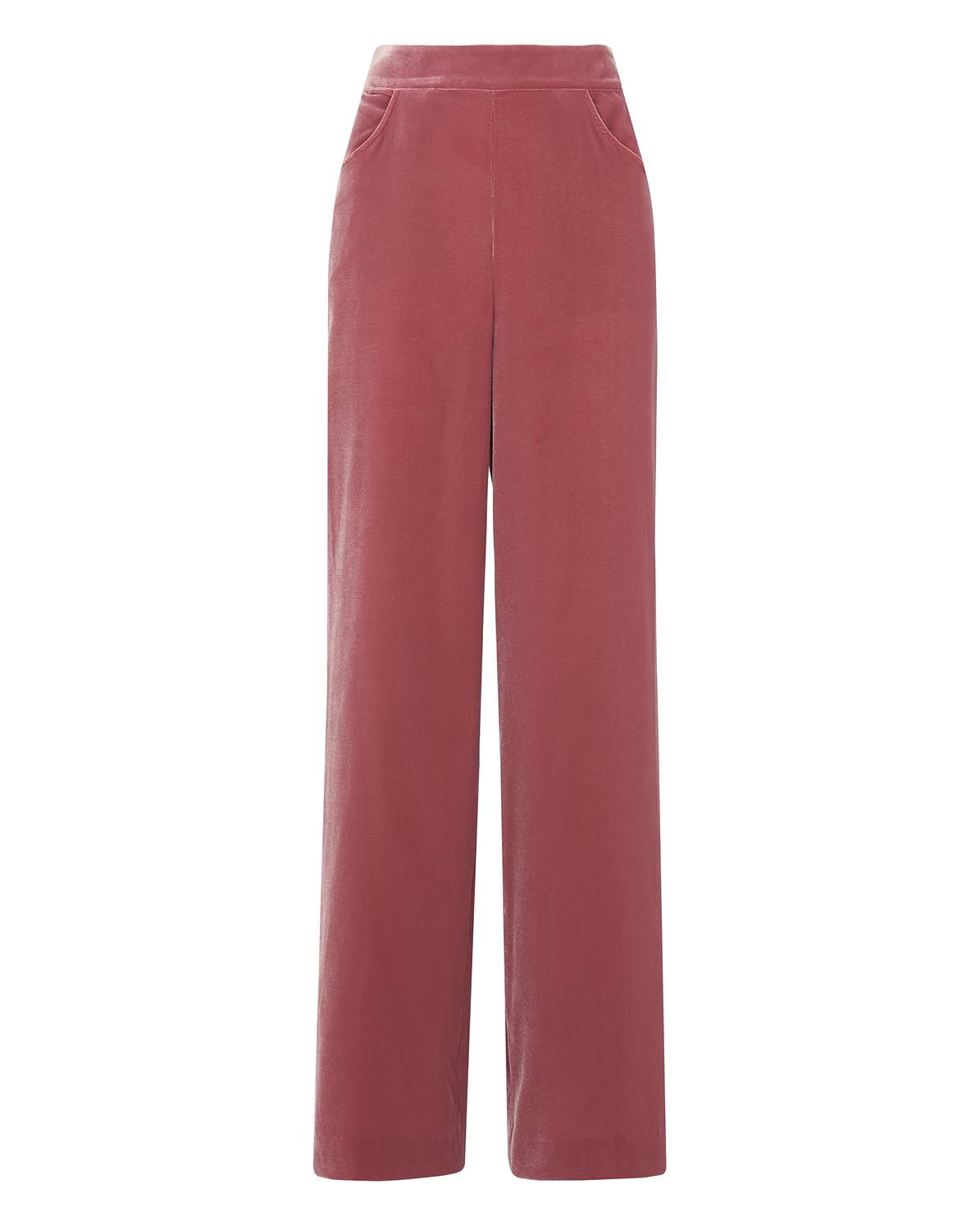 pink velvet trousers