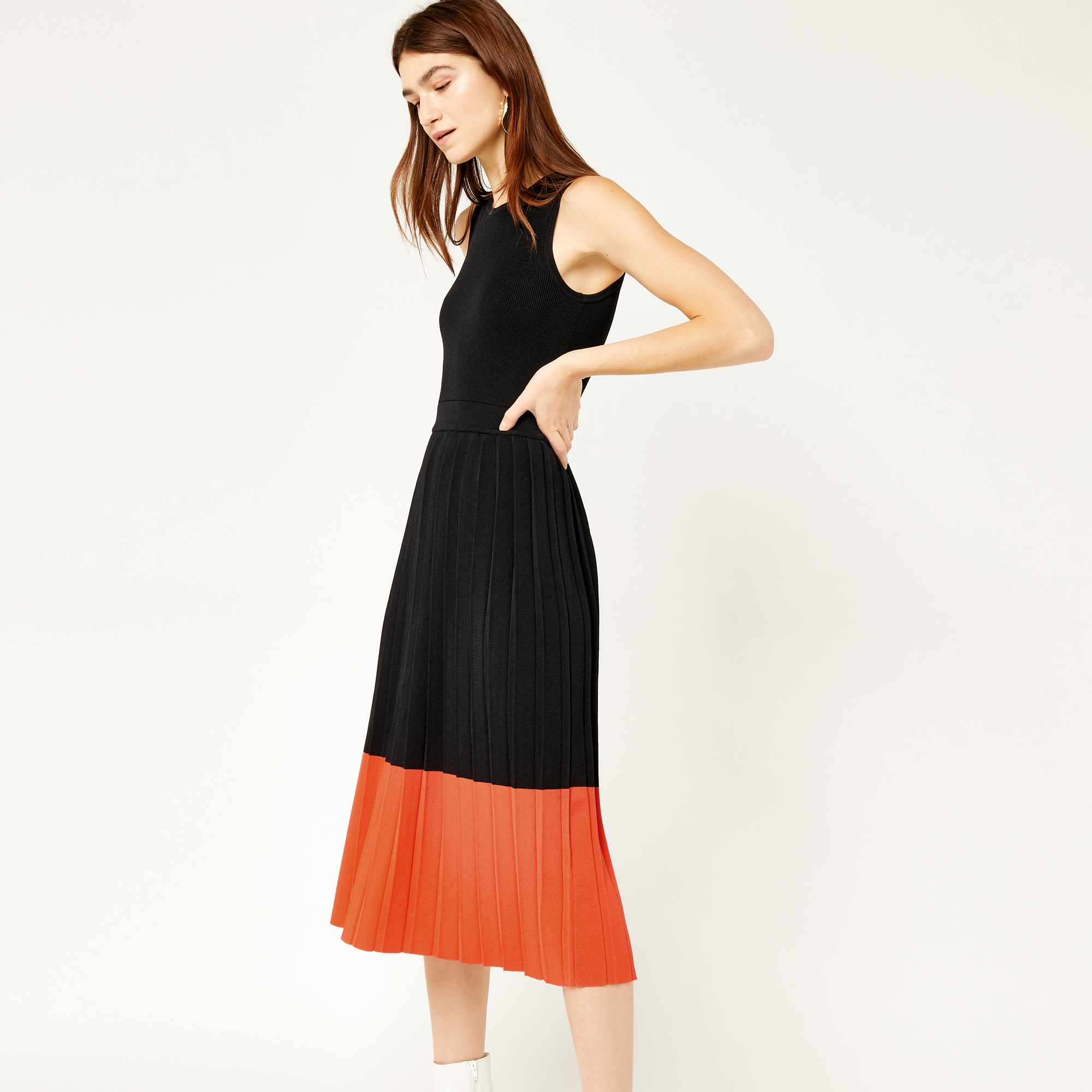 pleated colour block dress warehouse