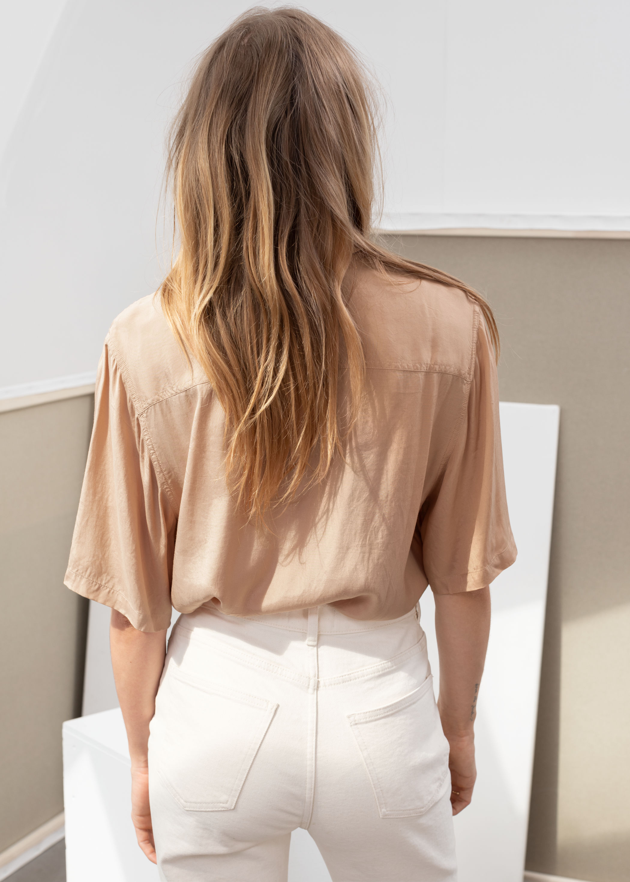 satin button front shirt