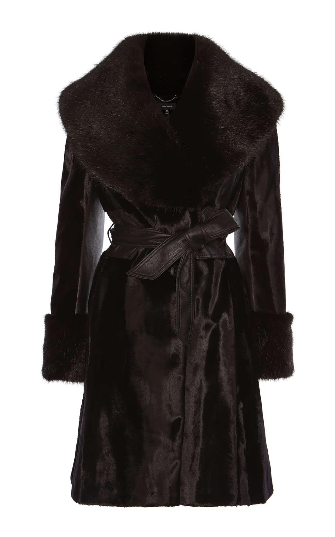 karen millen black faux fur coat