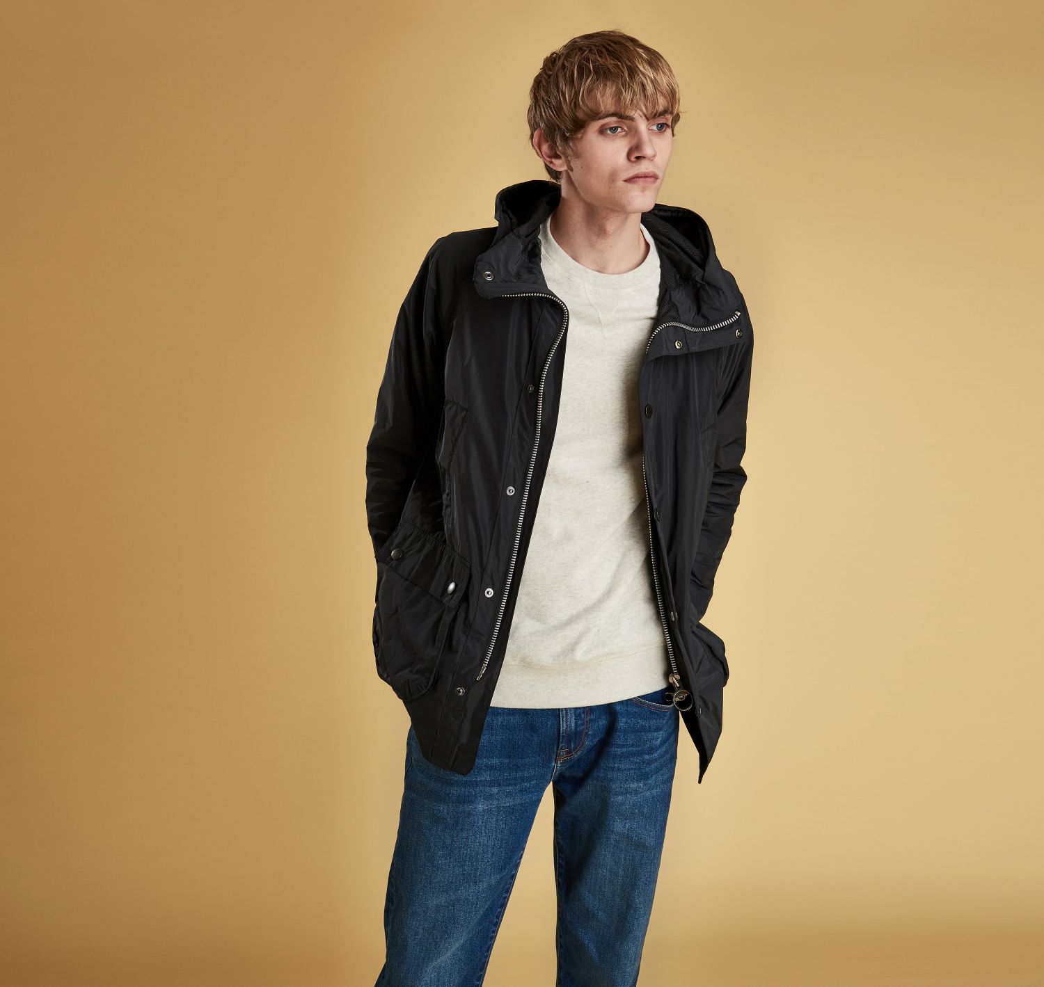 barbour slim bedale hooded wax