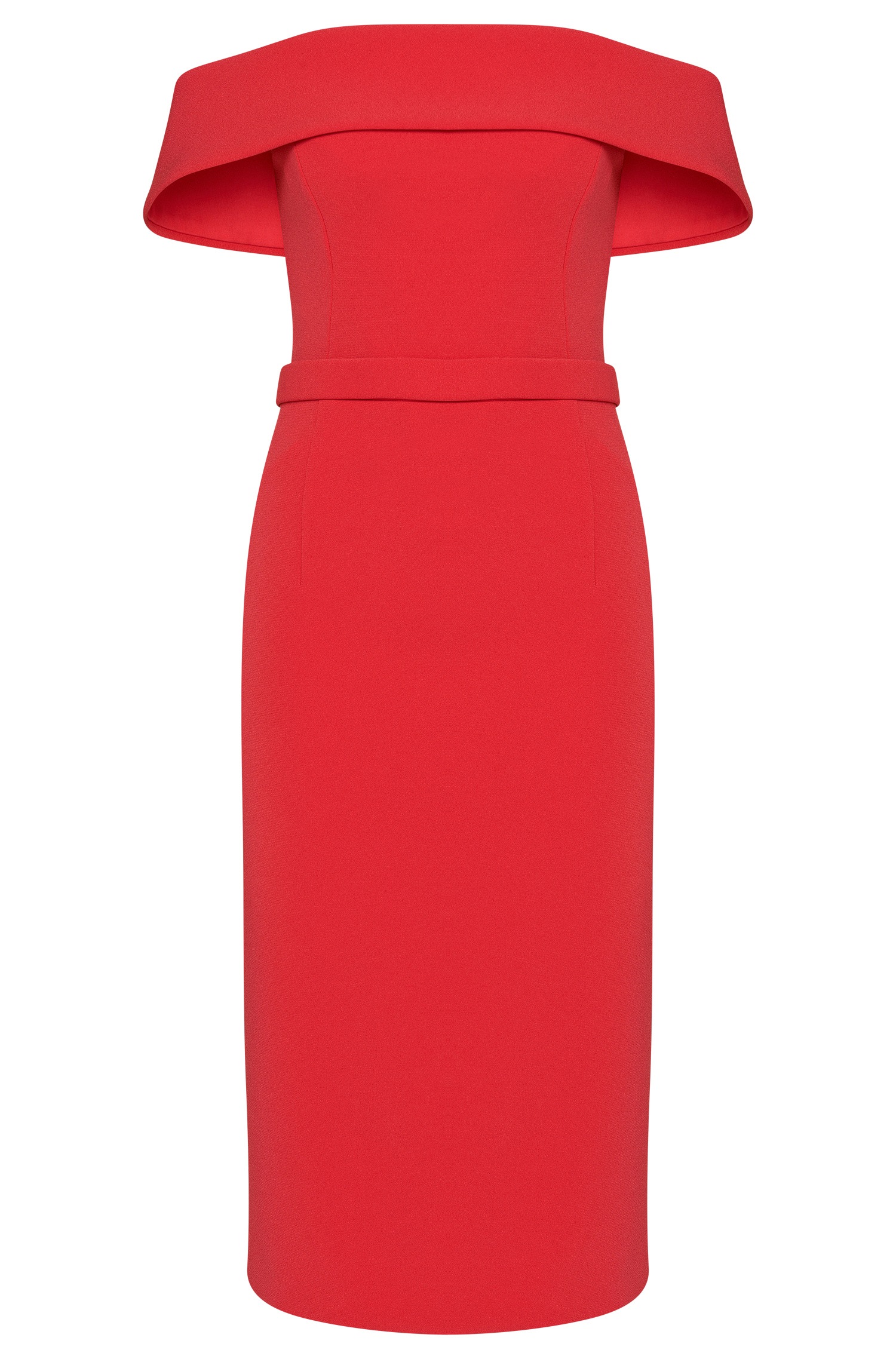red bardot evening dress