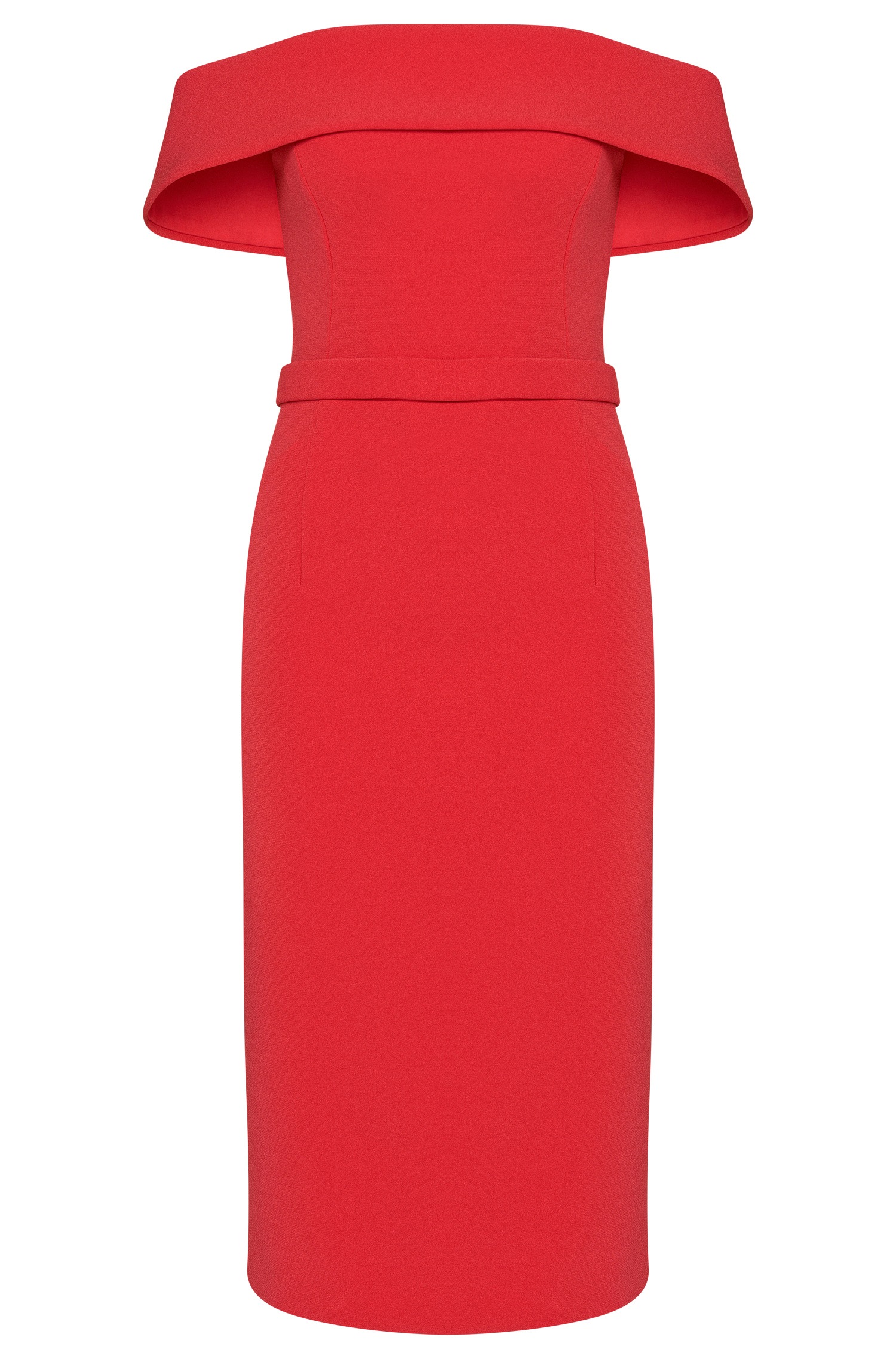 red bardot evening dress