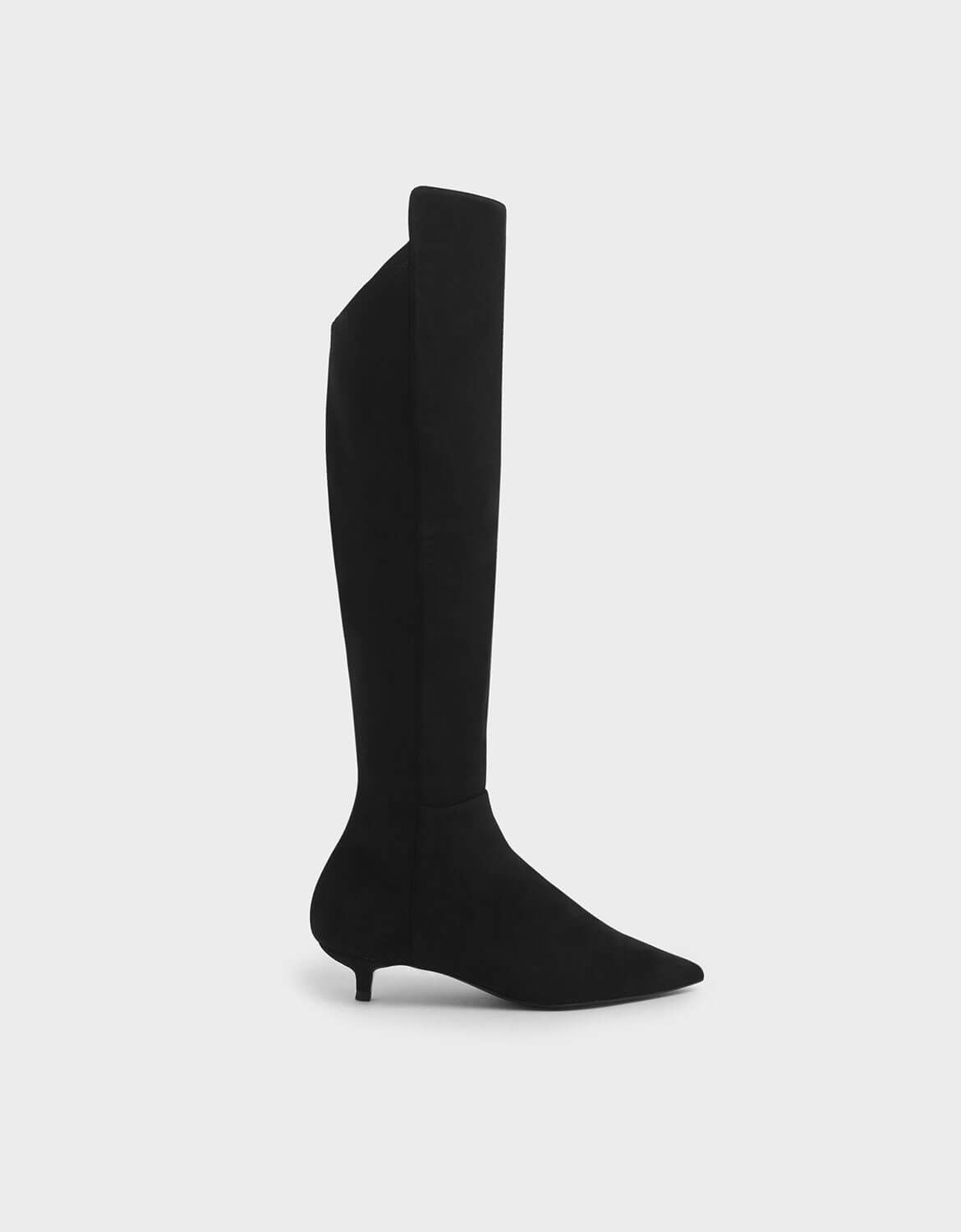 knee high kitten heel boots