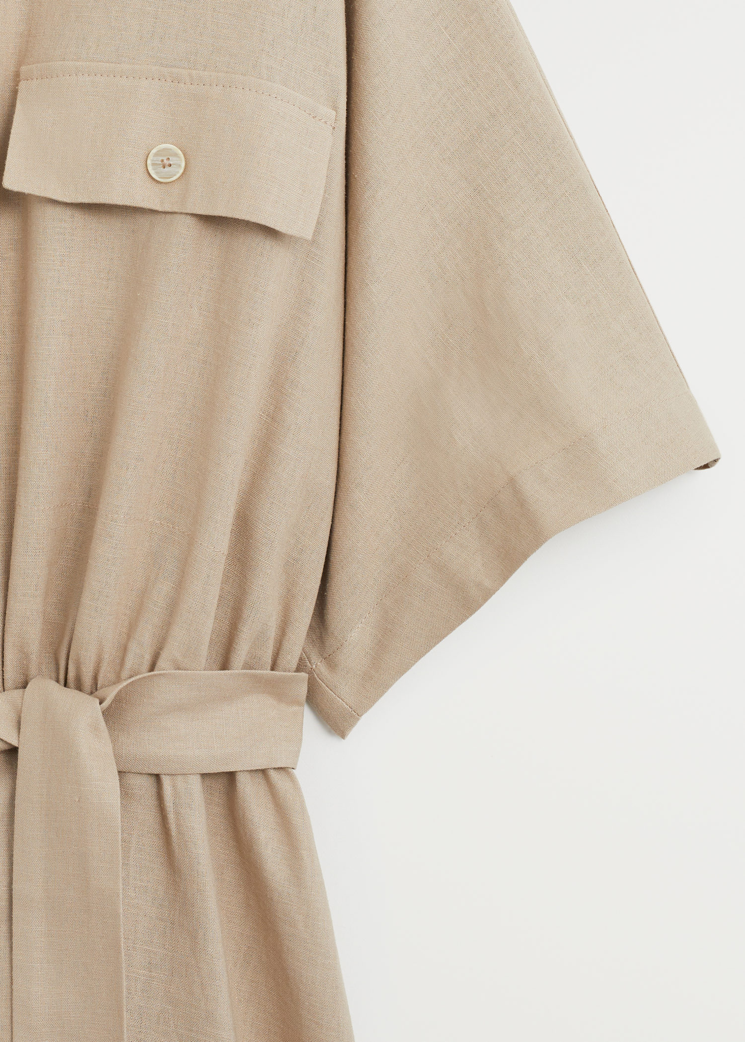 mango belt linen dress