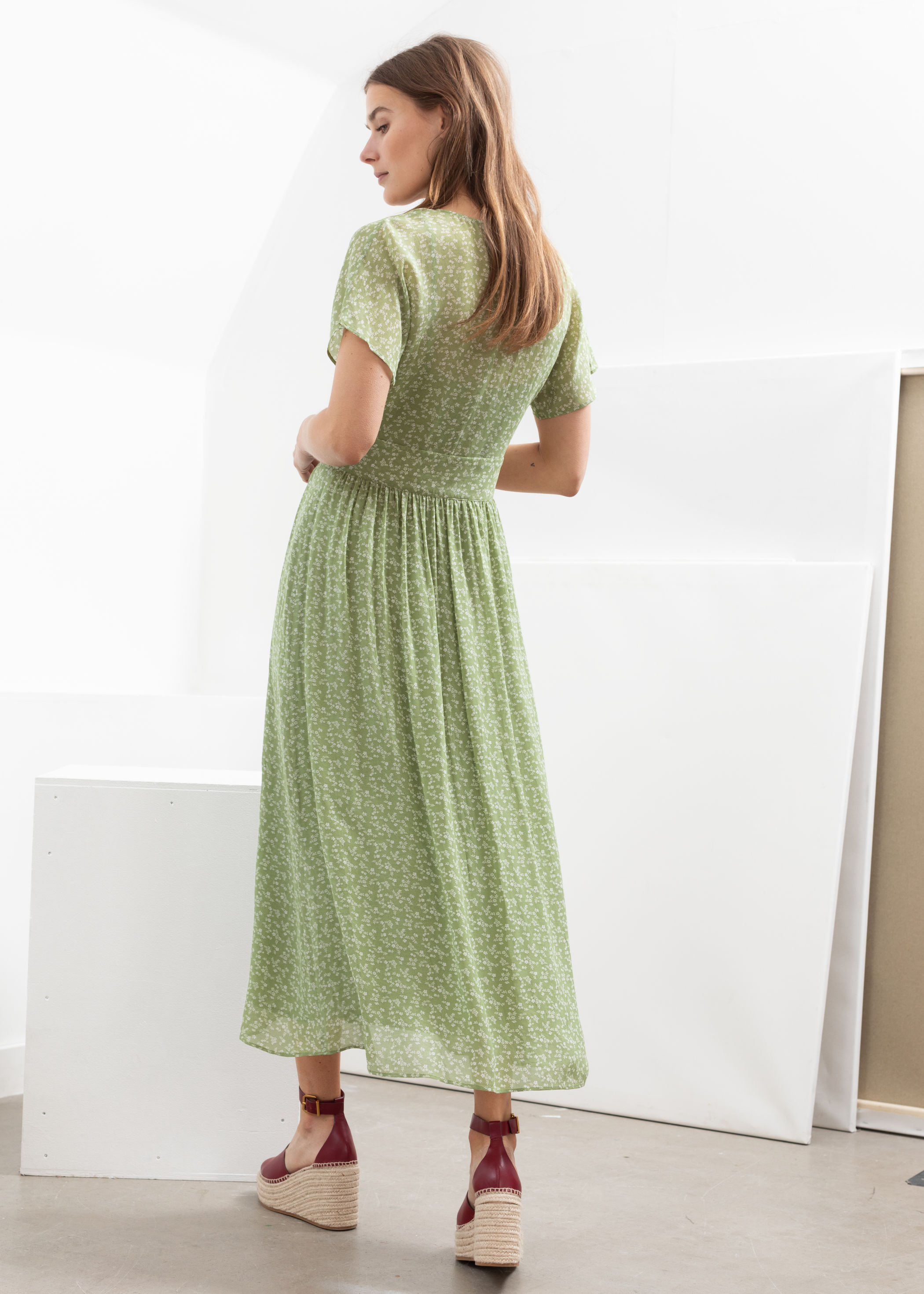 & other stories green floral dress