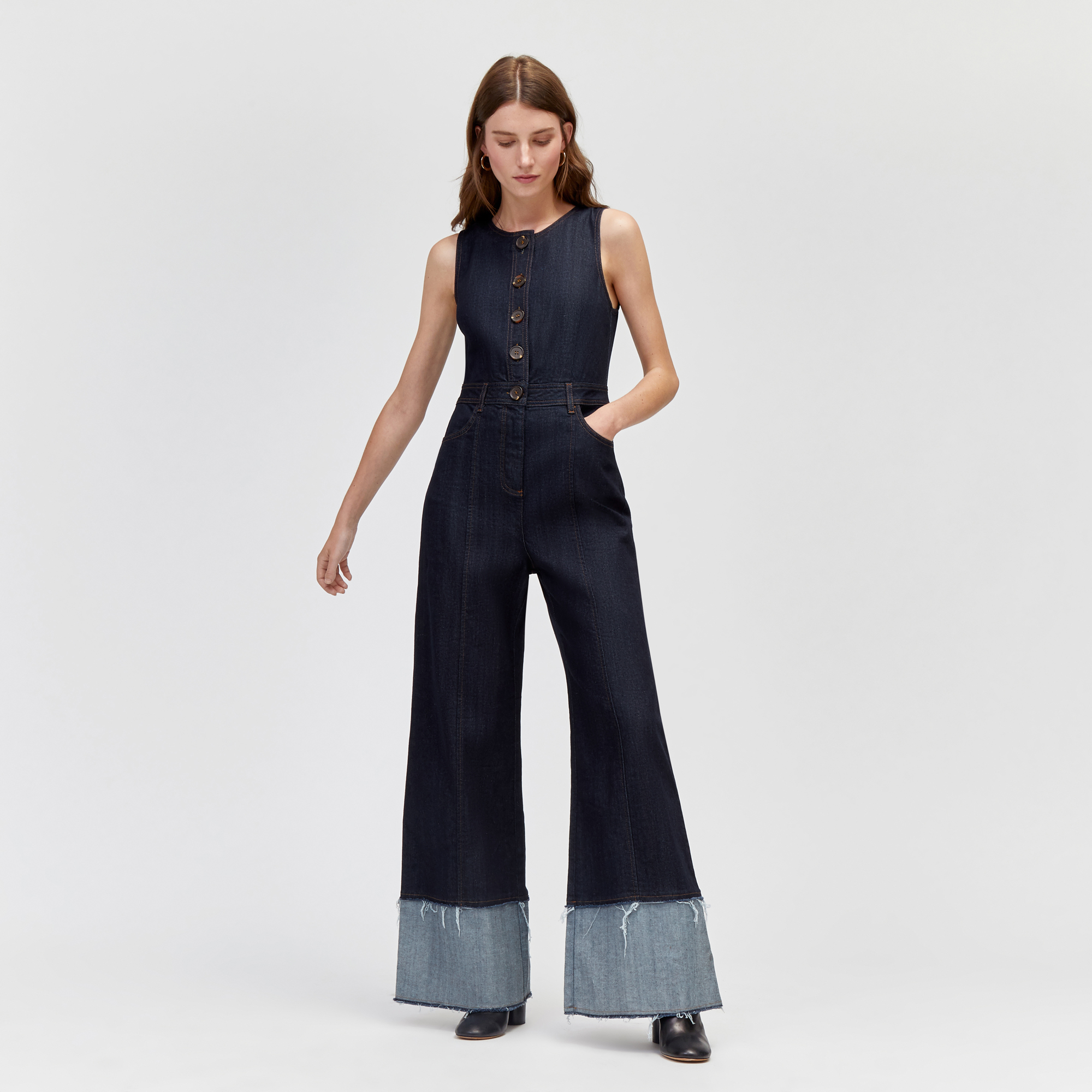 button detail jumpsuit