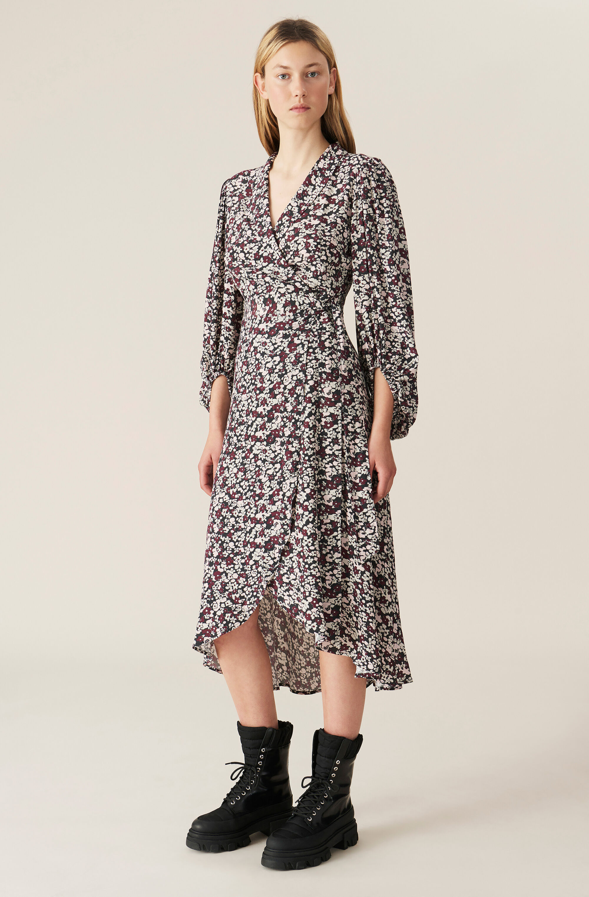 Printed Crepe Wrap Dress | Endource