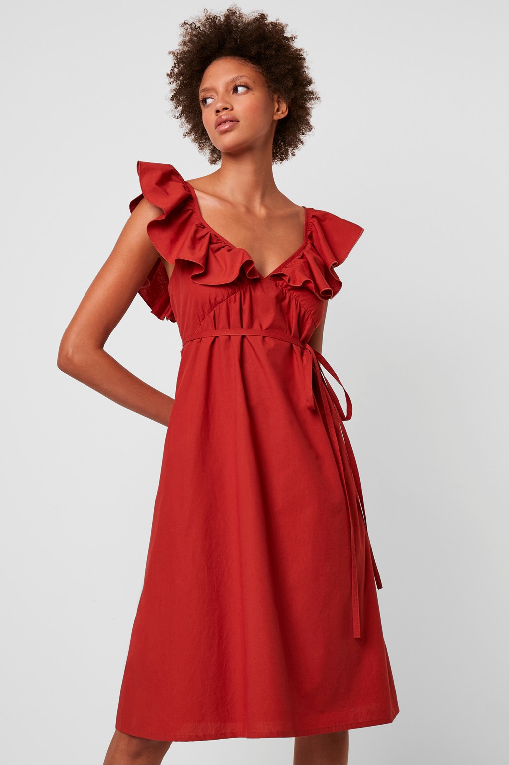 ruffle neck gown