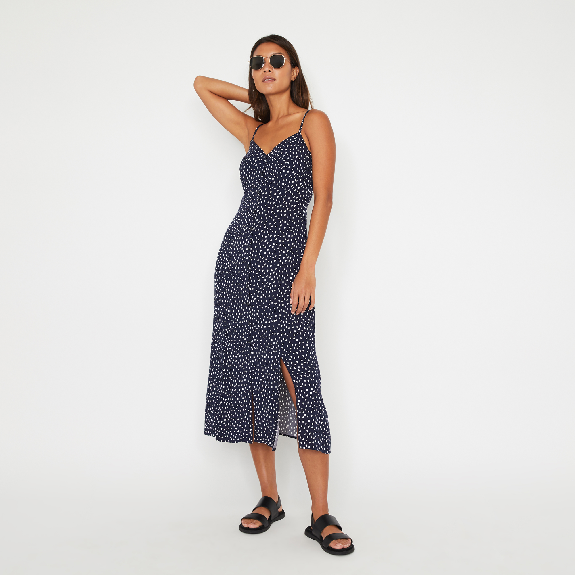 warehouse dash dot midi cami dress