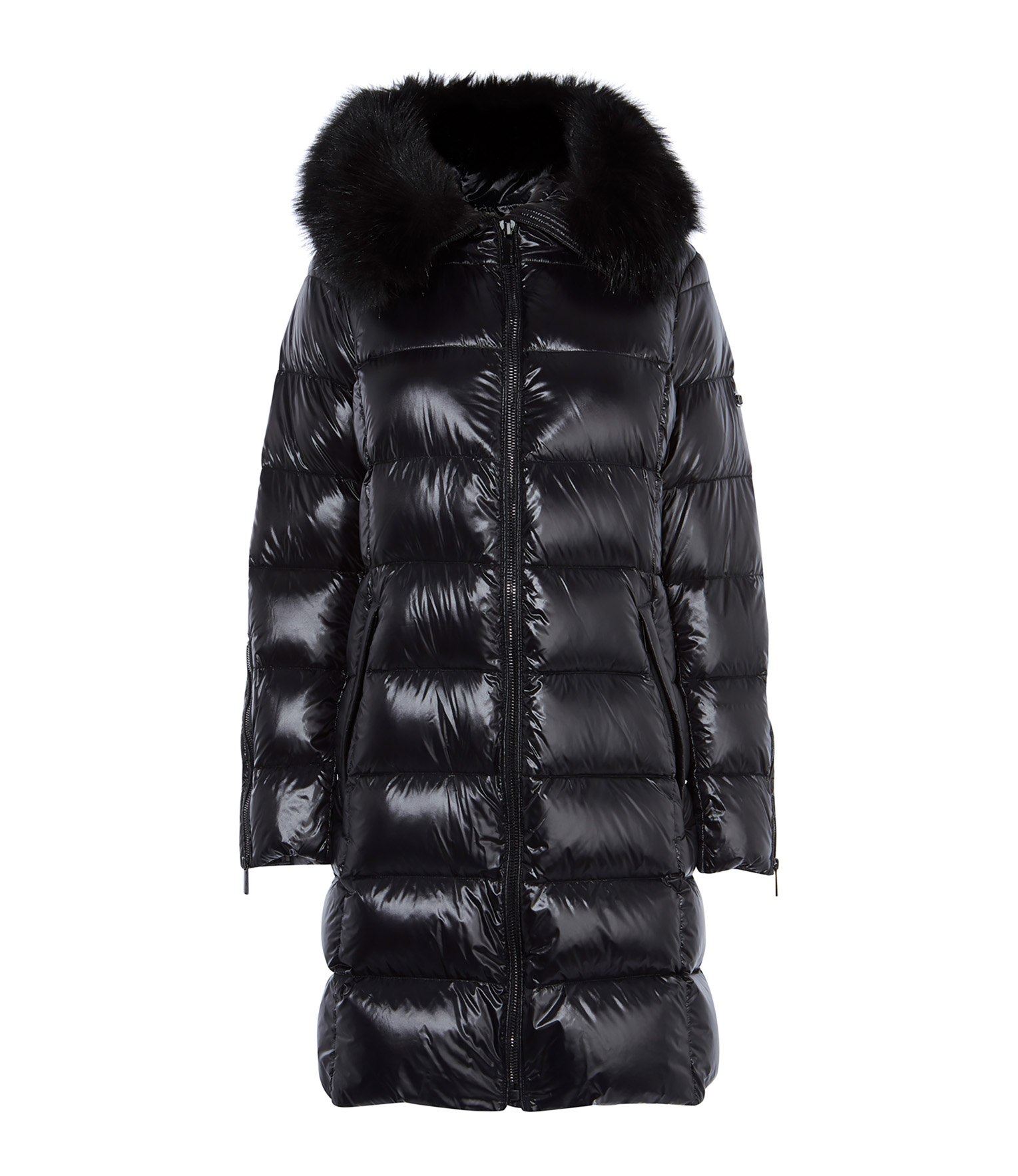 long black shiny puffer coat