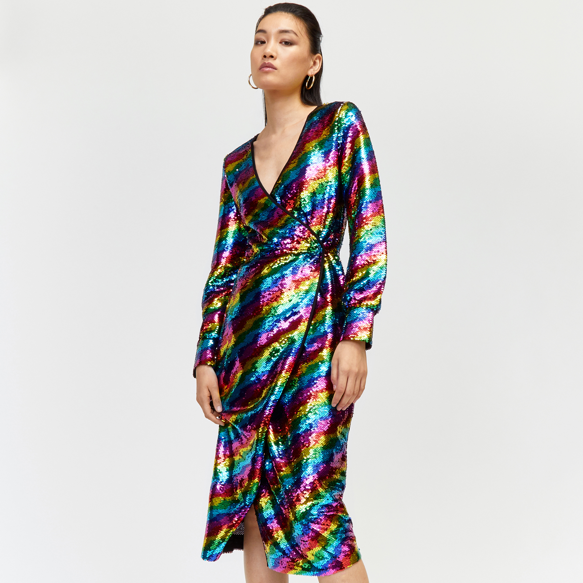 Rainbow Sequin Wrap Dress | Endource