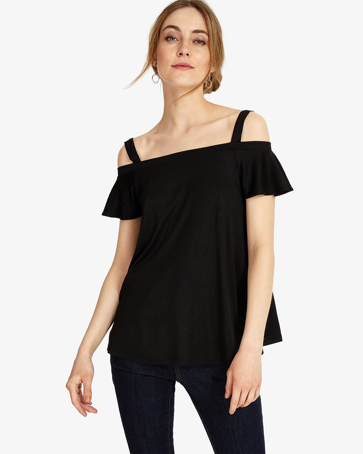 black bardot top with straps