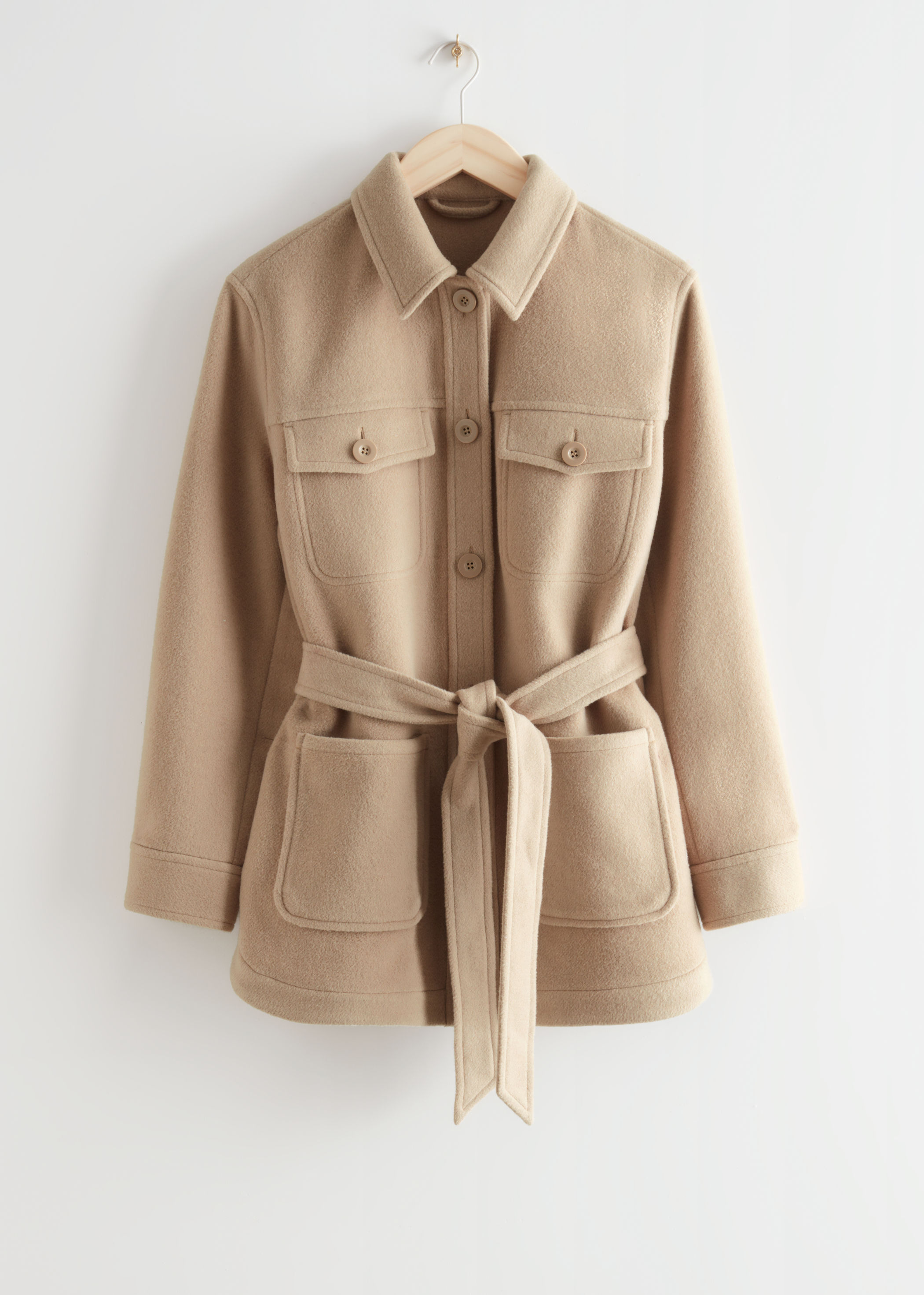 belted overshirt jacket