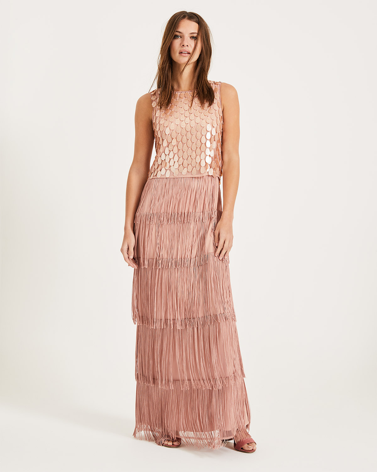 fringe dress maxi