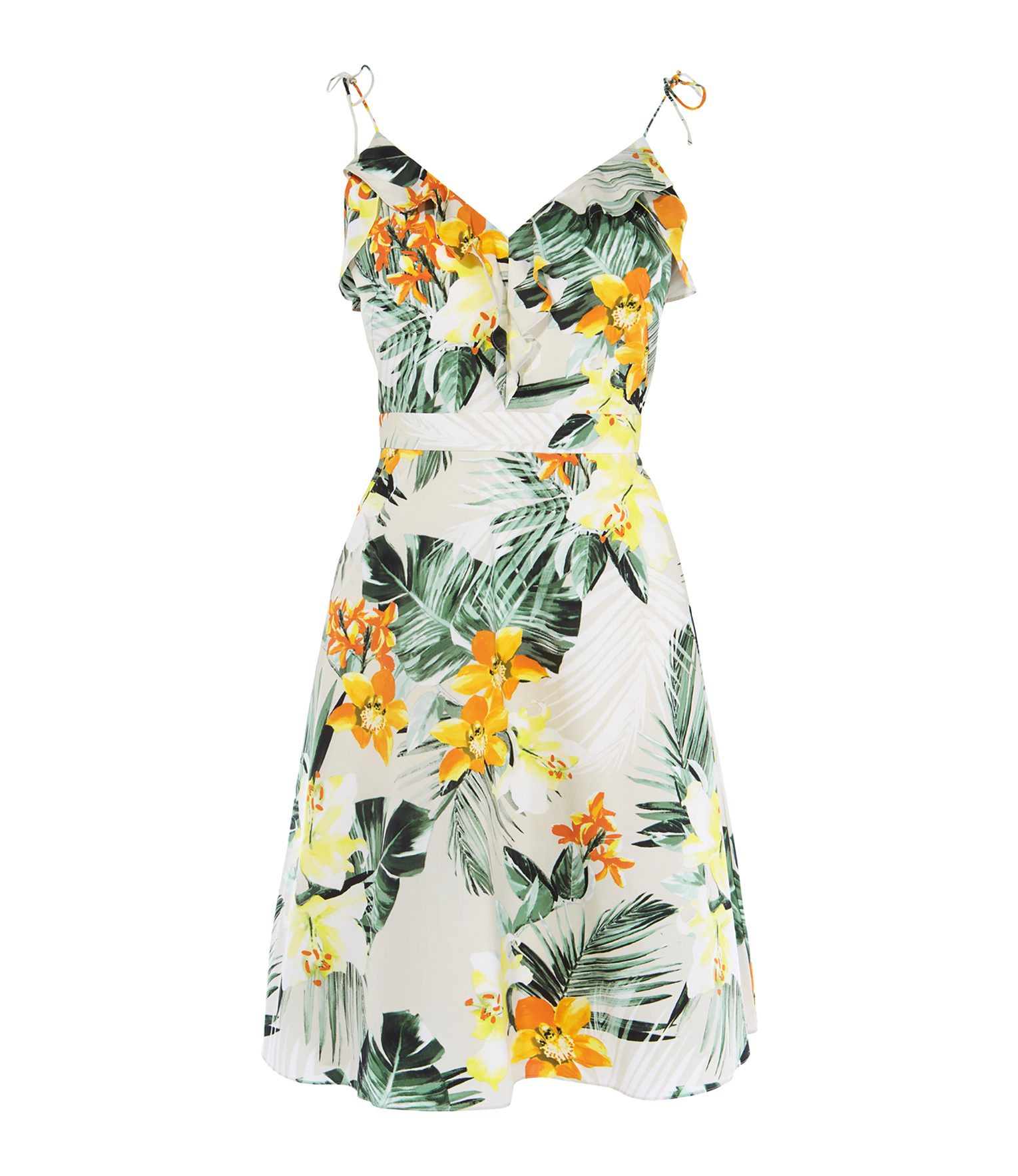 tropical print mini dress